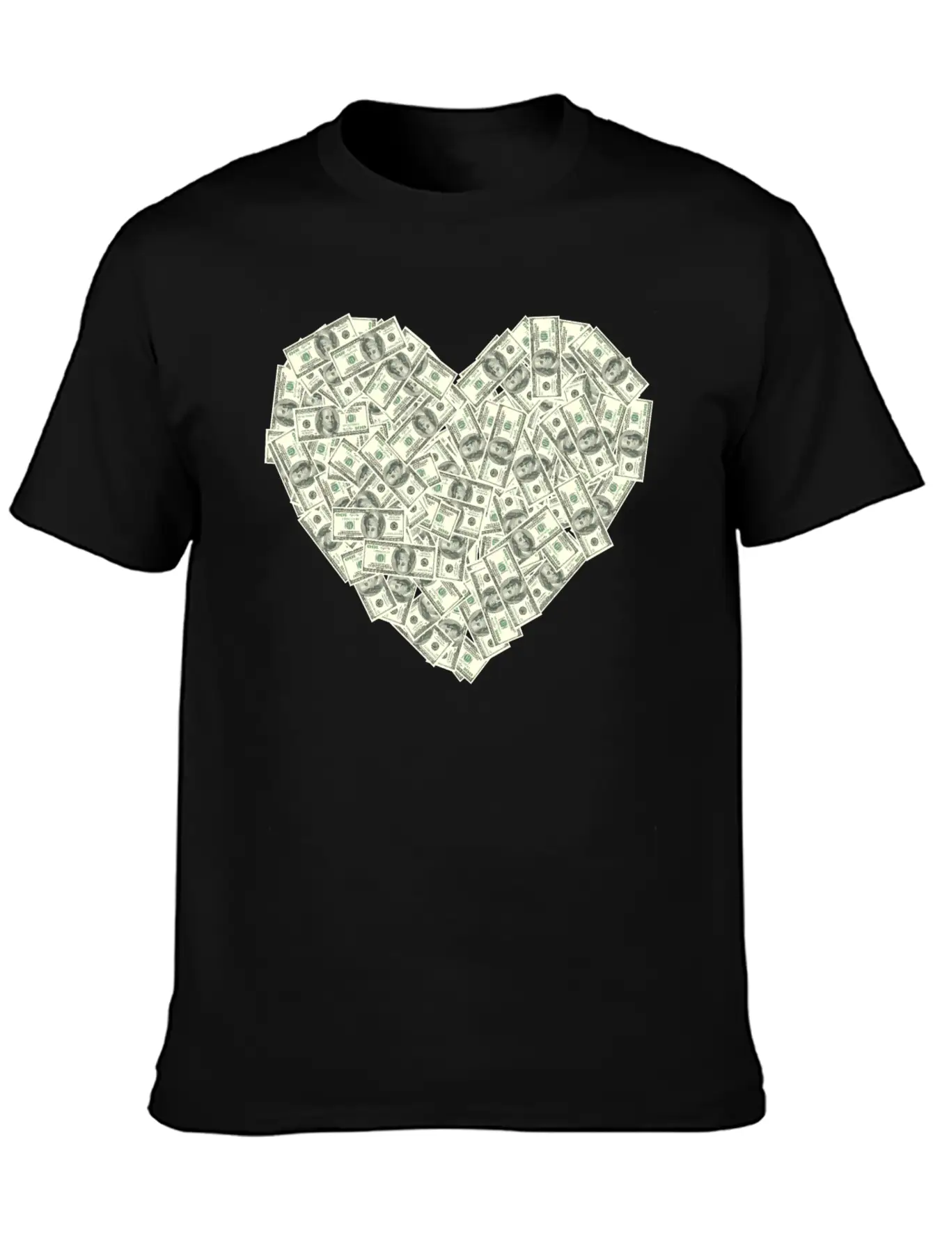 US Dollar Heart Shape, Love Money Modern Fit Casual T-Shirt – Clean And Versatile Design