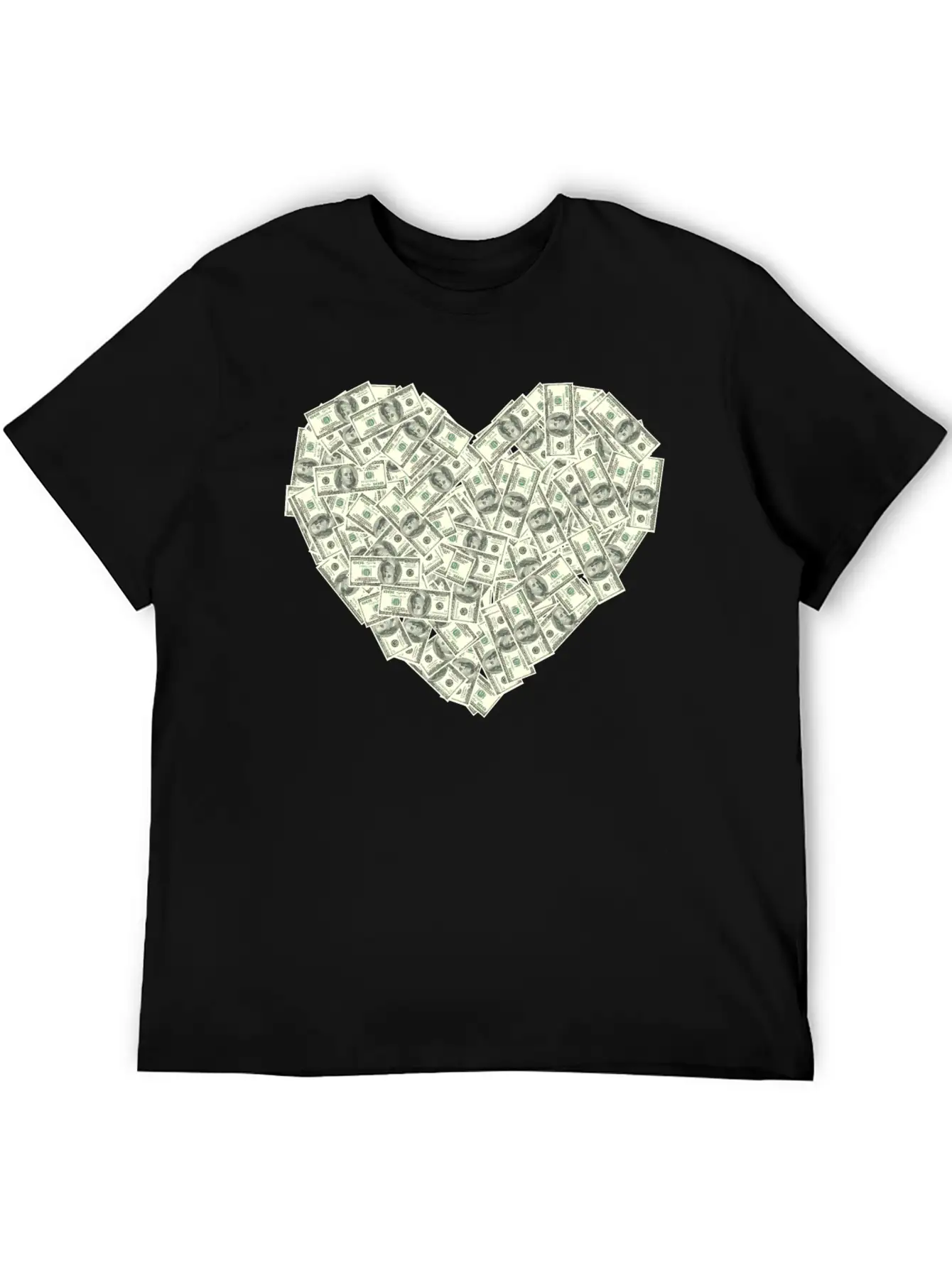 US Dollar Heart Shape, Love Money Modern Fit Casual T-Shirt – Clean And Versatile Design