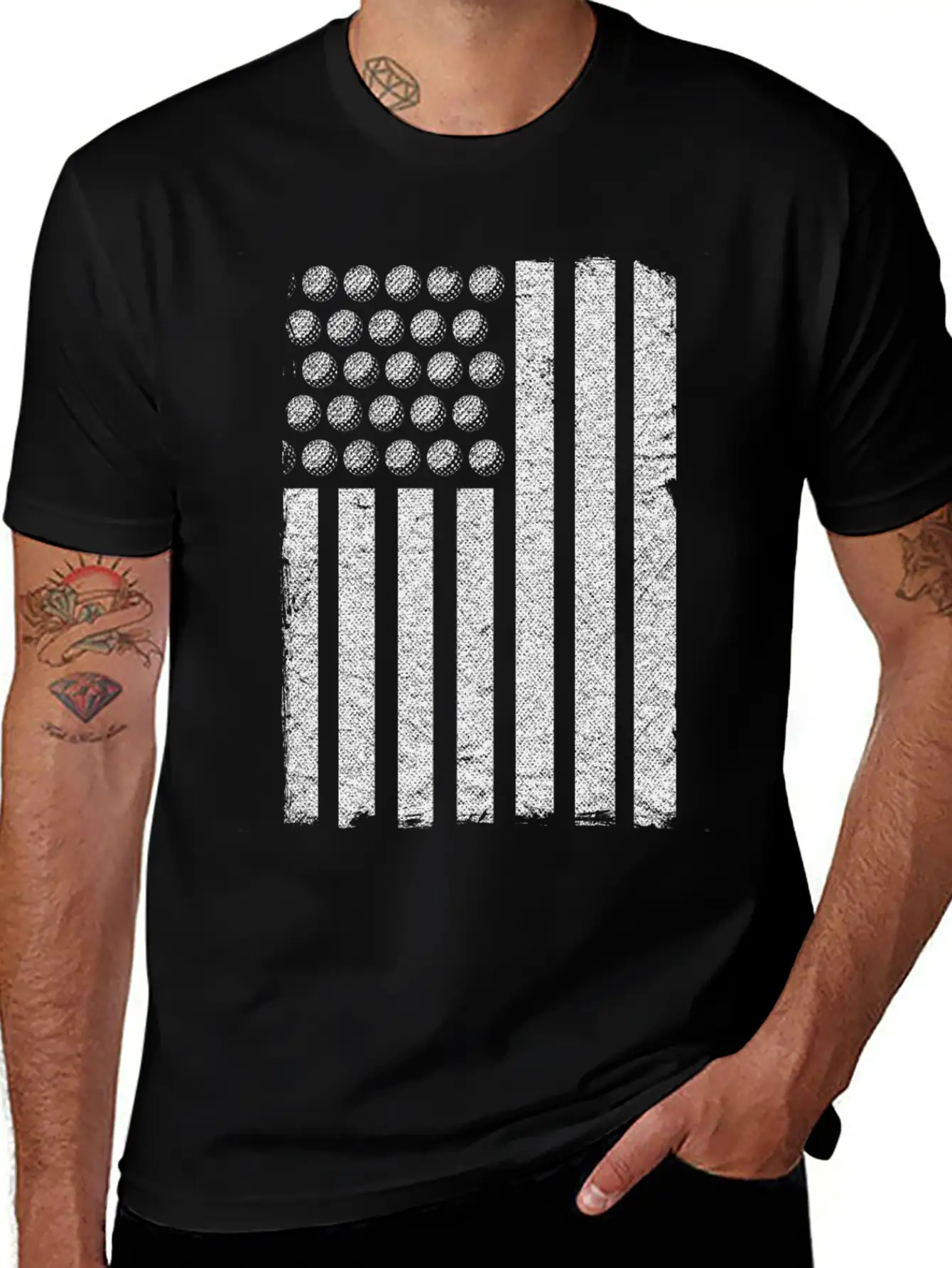 US Flag Golf Balls Patriotic Golfers Golf Players Comfortable Minimalist Graphic Tee – Summer Style Essential