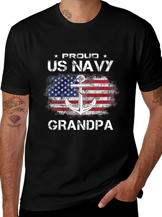 Us Na Vy Proud Grandpa Proud Us Na Vy Grandpa Vete Unisex Casual T-Shirt – Clean Design For Daily Comfort