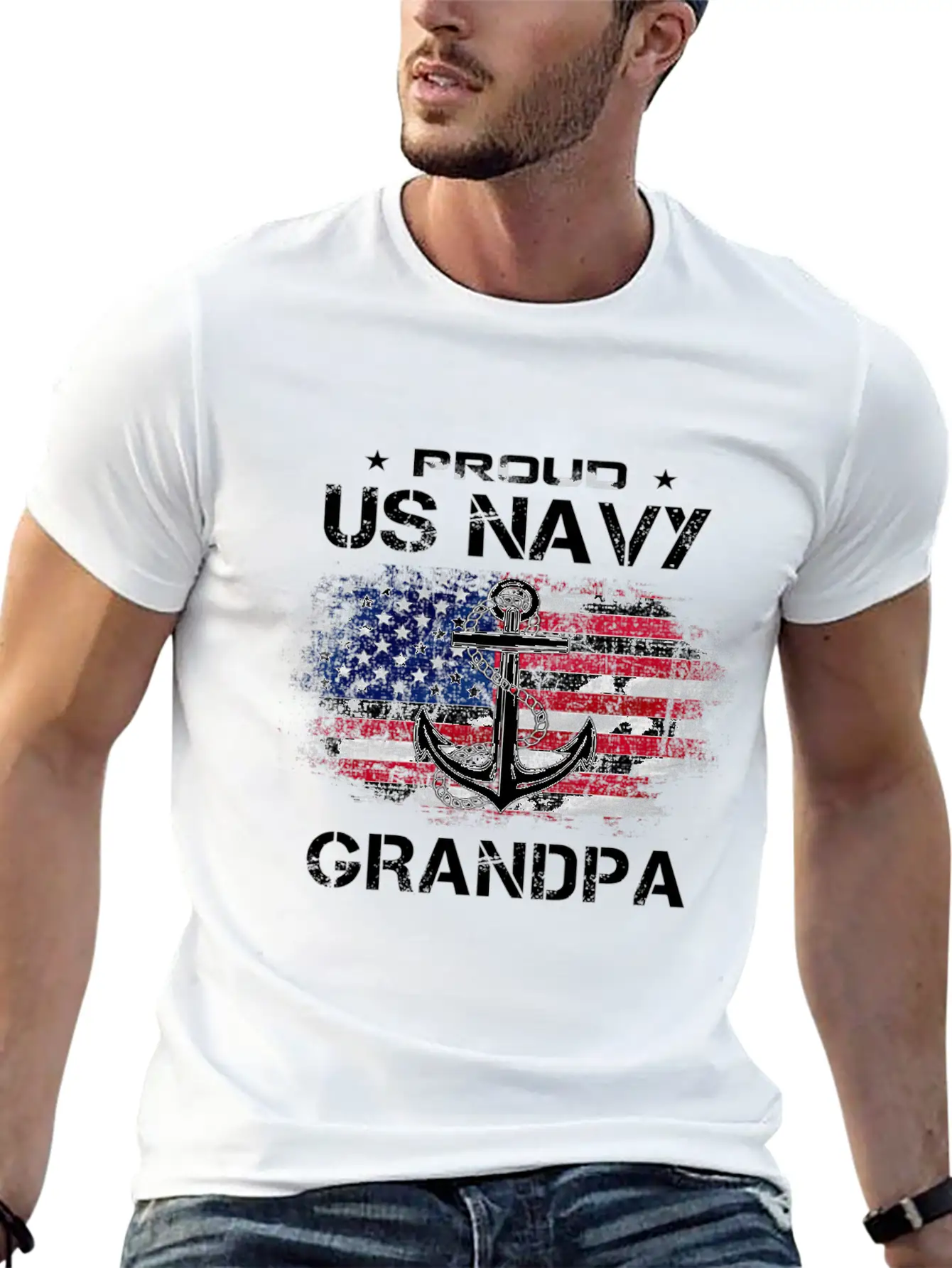 Us Na Vy Proud Grandpa Proud Us Na Vy Grandpa Vete Unisex Casual T-Shirt – Clean Design For Daily Comfort