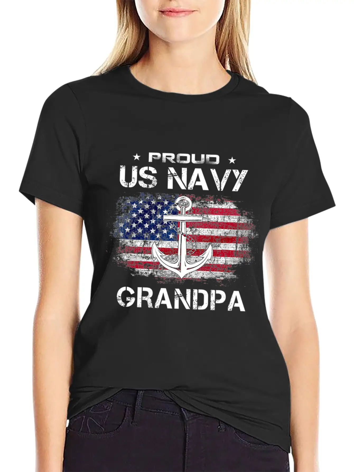 Us Na Vy Proud Grandpa Proud Us Na Vy Grandpa Vete Unisex Casual T-Shirt – Clean Design For Daily Comfort