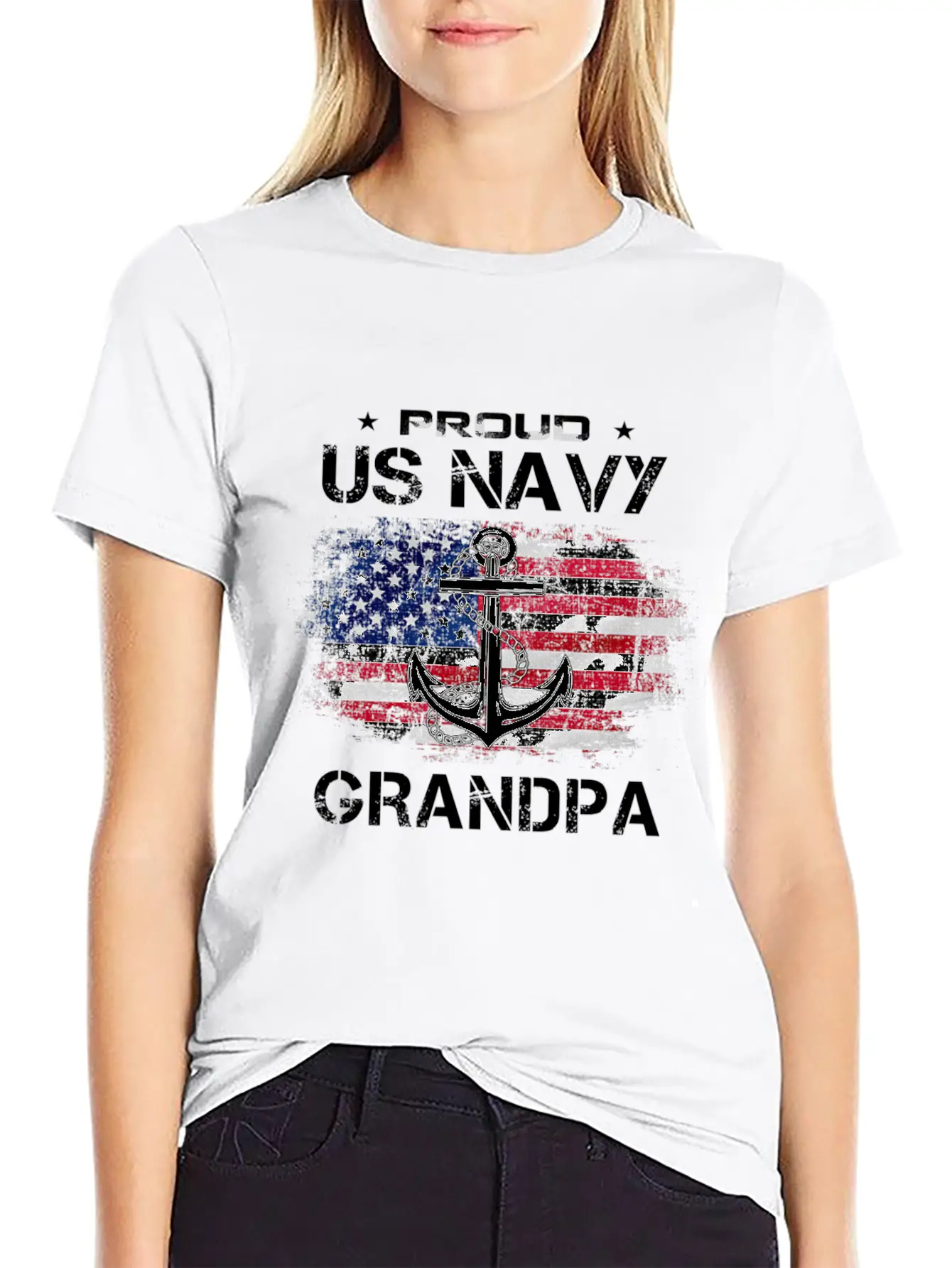 Us Na Vy Proud Grandpa Proud Us Na Vy Grandpa Vete Unisex Casual T-Shirt – Clean Design For Daily Comfort