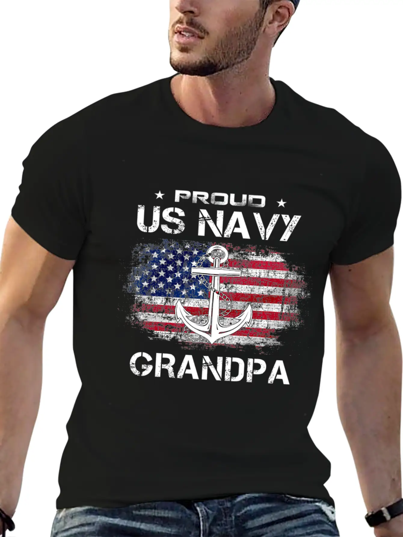 Us Na Vy Proud Grandpa Proud Us Na Vy Grandpa Vete Unisex Casual T-Shirt – Clean Design For Daily Comfort