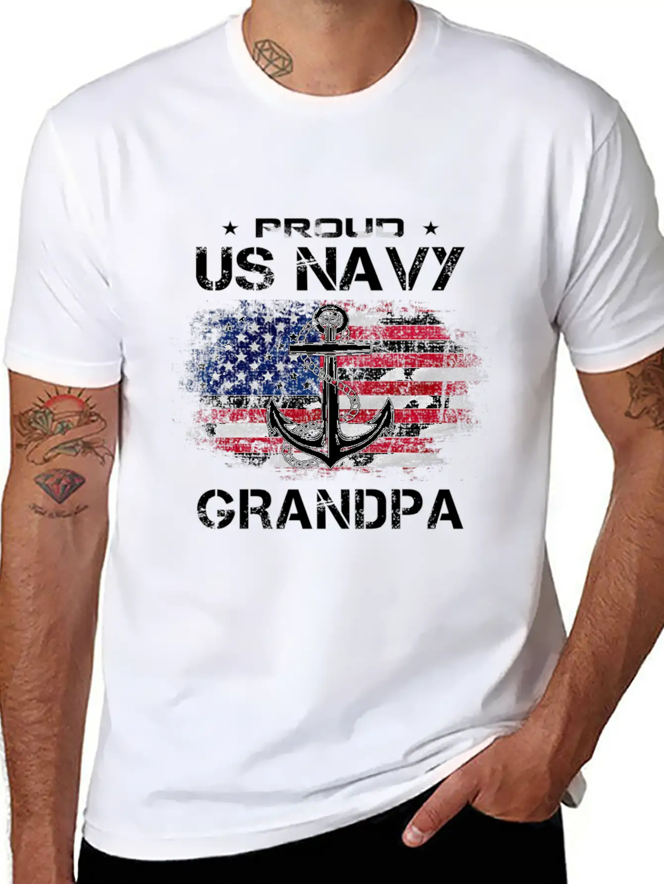 Us Na Vy Proud Grandpa Proud Us Na Vy Grandpa Vete Unisex Casual T-Shirt – Clean Design For Daily Comfort