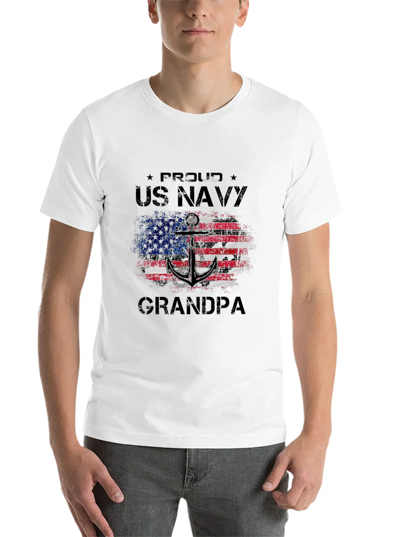 Us Na Vy Proud Grandpa Proud Us Na Vy Grandpa Vete Unisex Casual T-Shirt – Clean Design For Daily Comfort