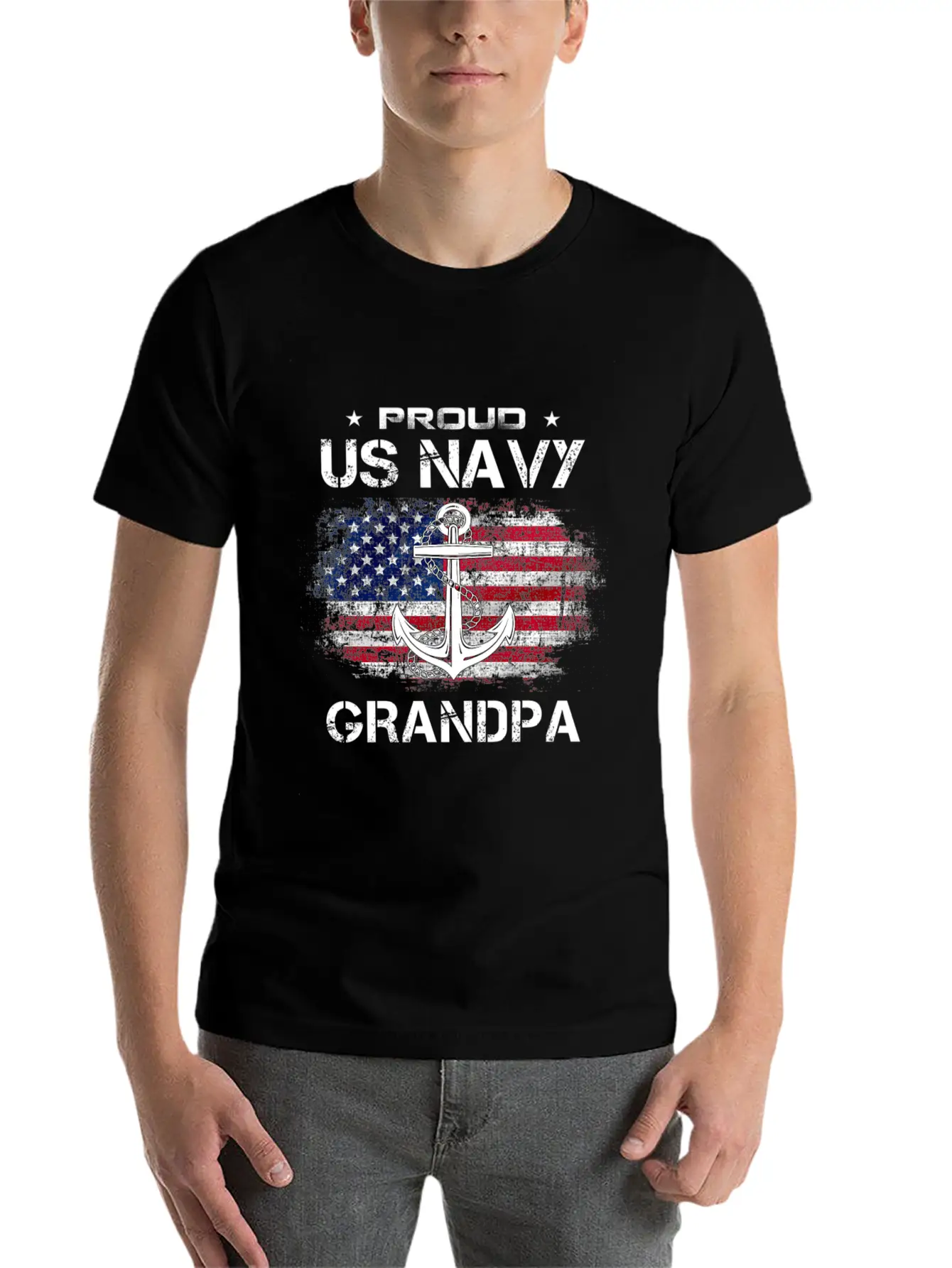 Us Na Vy Proud Grandpa Proud Us Na Vy Grandpa Vete Unisex Casual T-Shirt – Clean Design For Daily Comfort