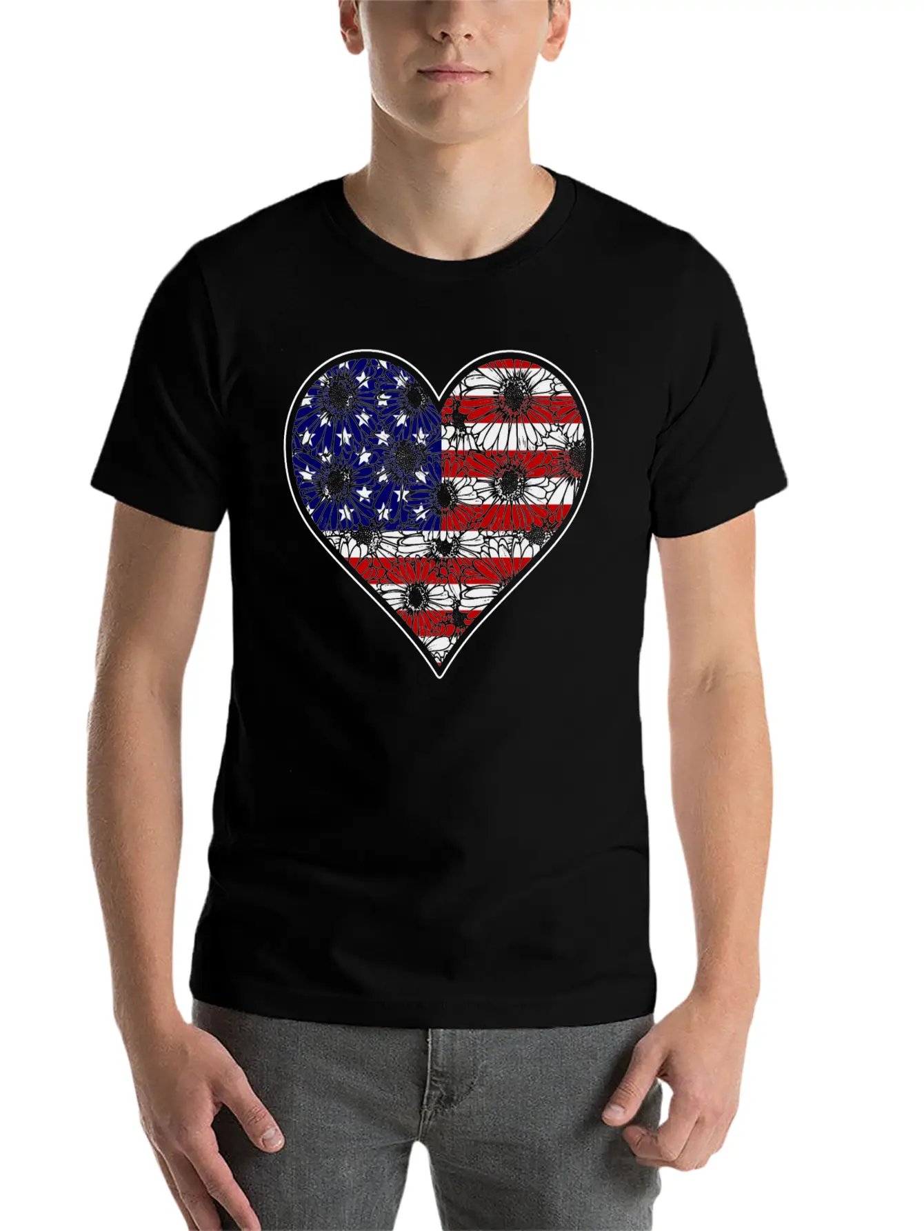 US Patriotic Heart With US FLAG 4th Of July Comfortable Minimalist Graphic Tee – Summer Style Essential