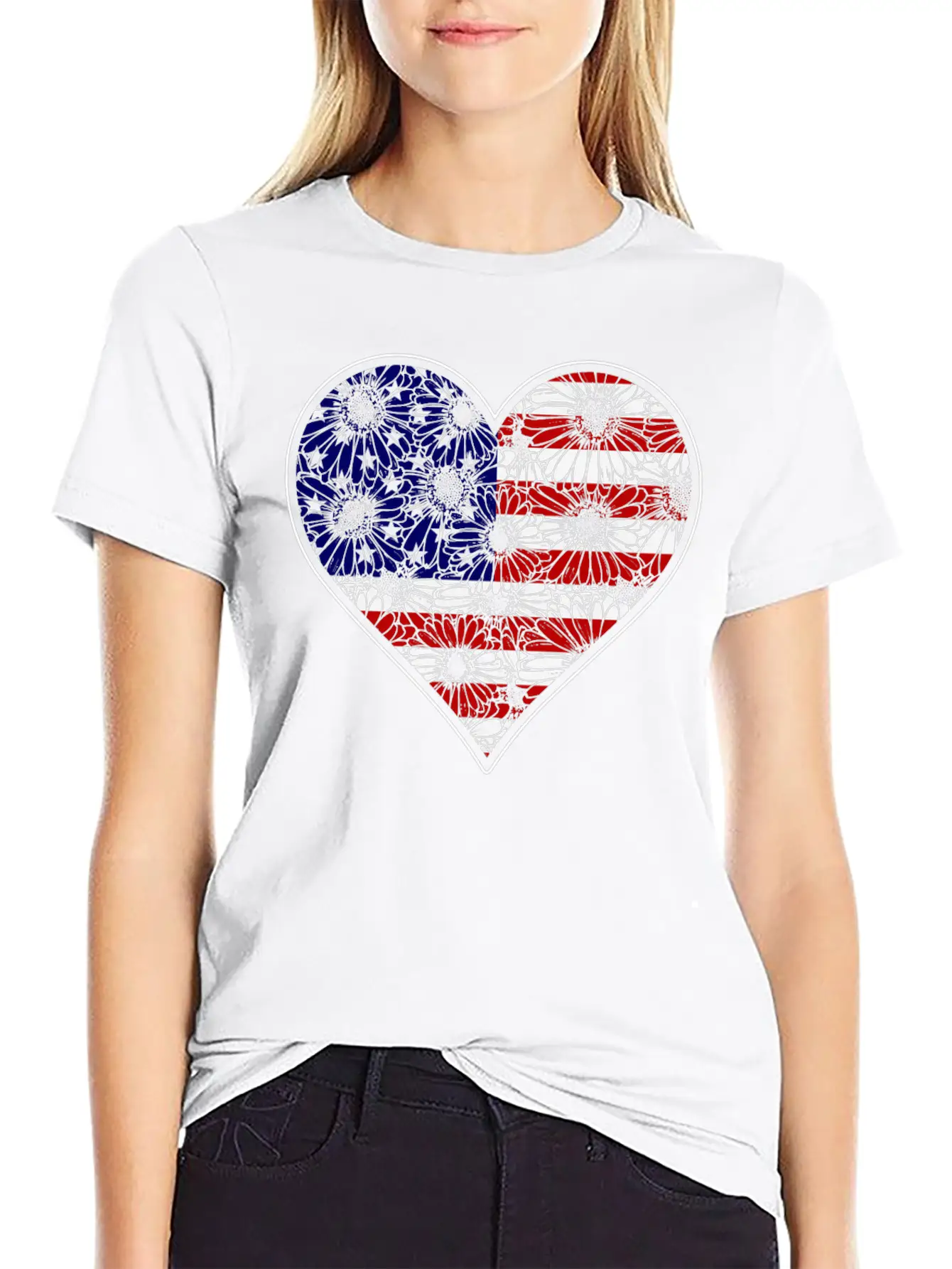 US Patriotic Heart With US FLAG 4th Of July Comfortable Minimalist Graphic Tee – Summer Style Essential