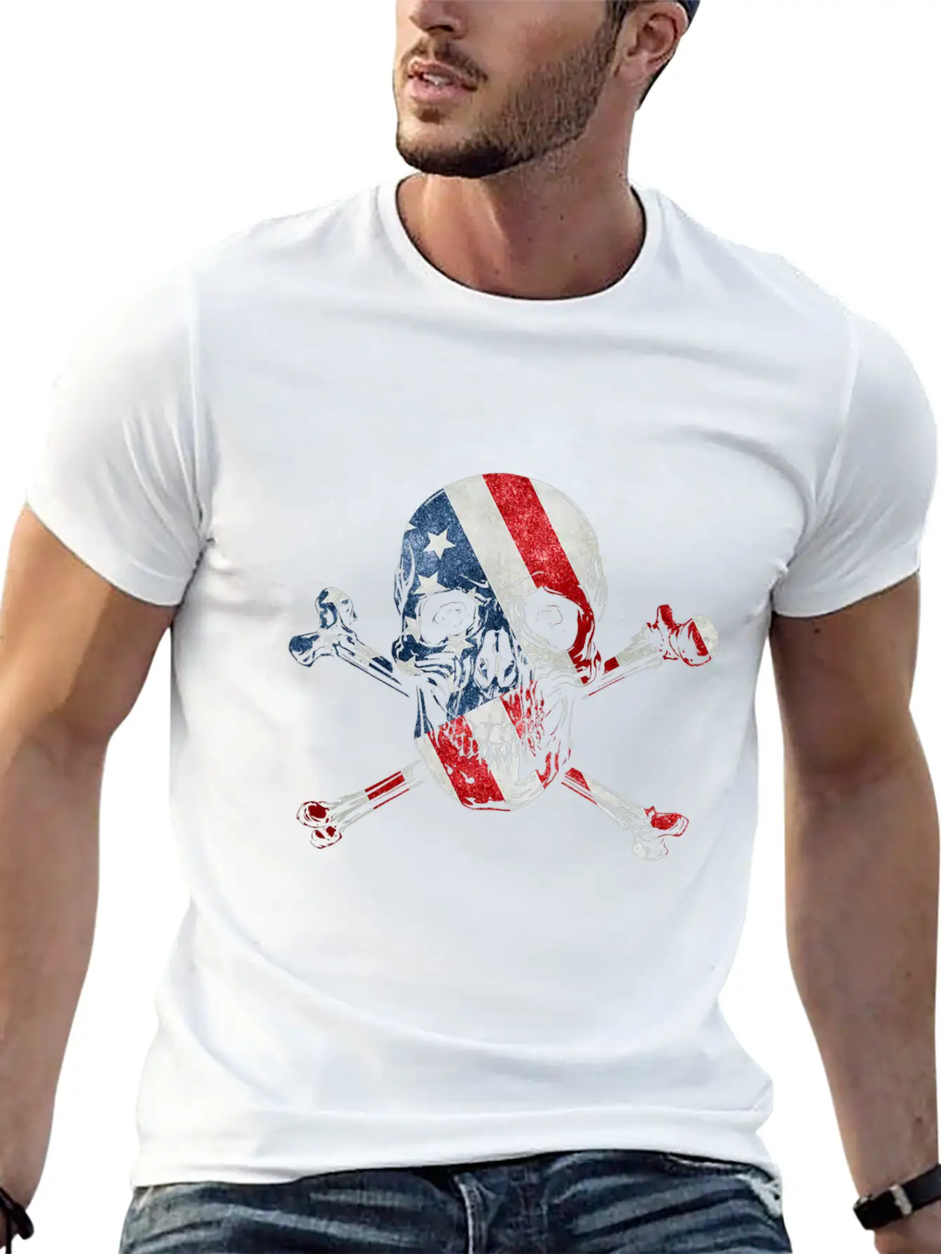 US Skull Flag Unisex Casual T-Shirt – Clean Design For Daily Comfort