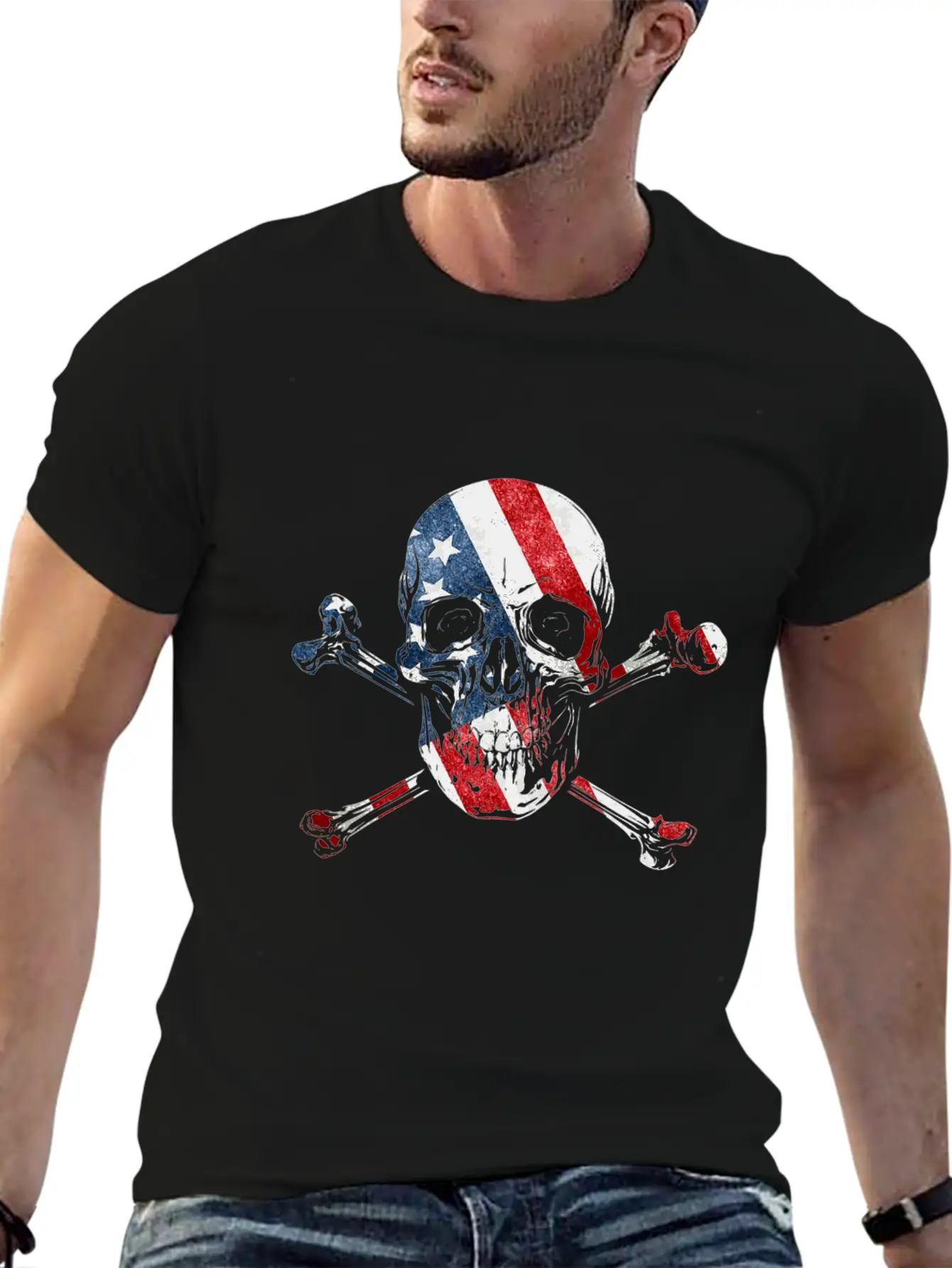 US Skull Flag Unisex Casual T-Shirt – Clean Design For Daily Comfort