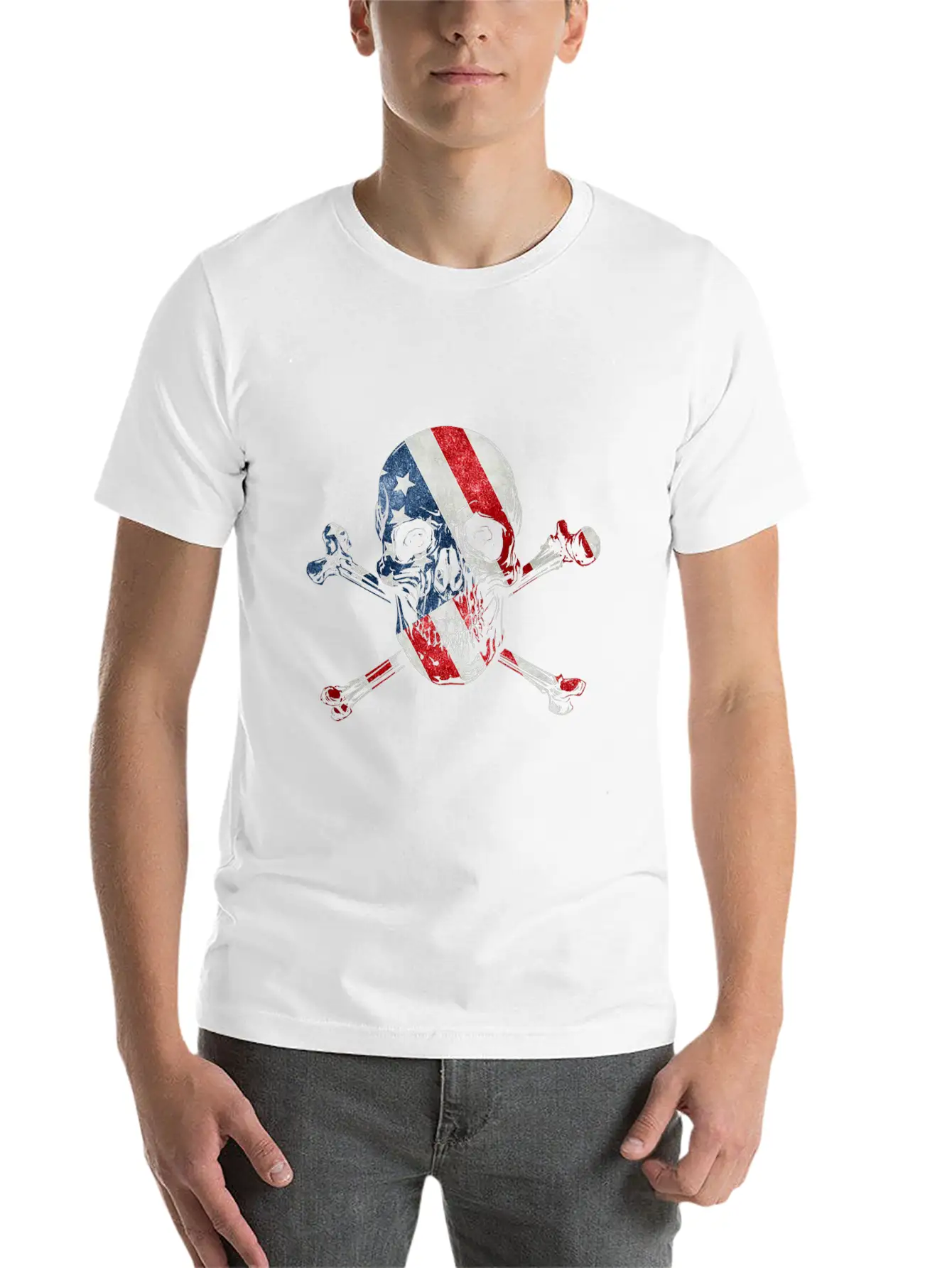 US Skull Flag Unisex Casual T-Shirt – Clean Design For Daily Comfort