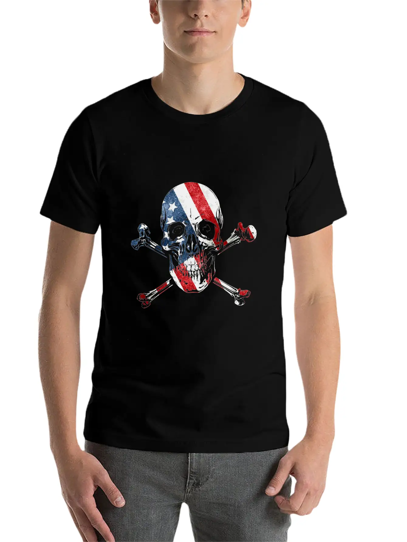 US Skull Flag Unisex Casual T-Shirt – Clean Design For Daily Comfort