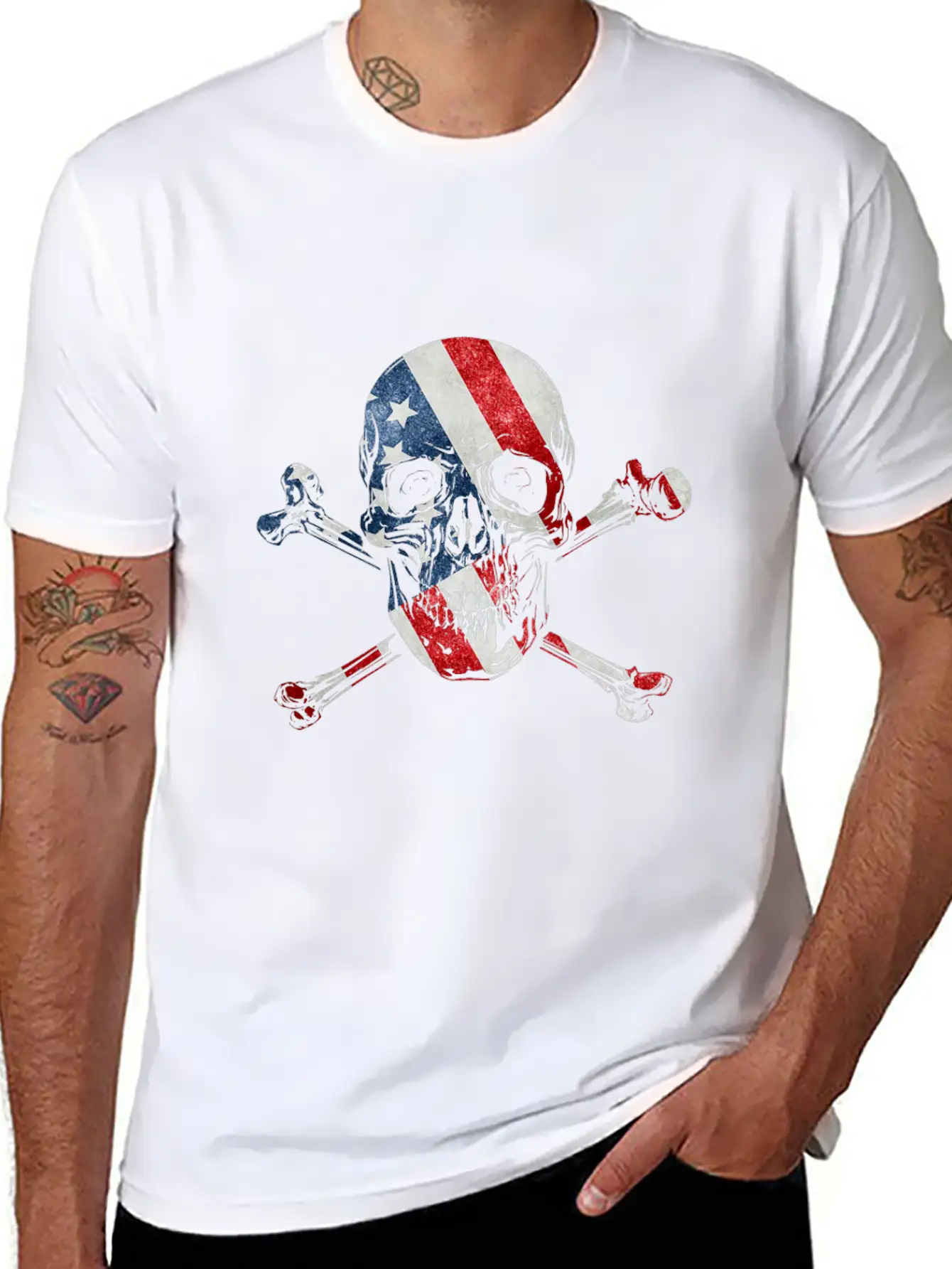 US Skull Flag Unisex Casual T-Shirt – Clean Design For Daily Comfort