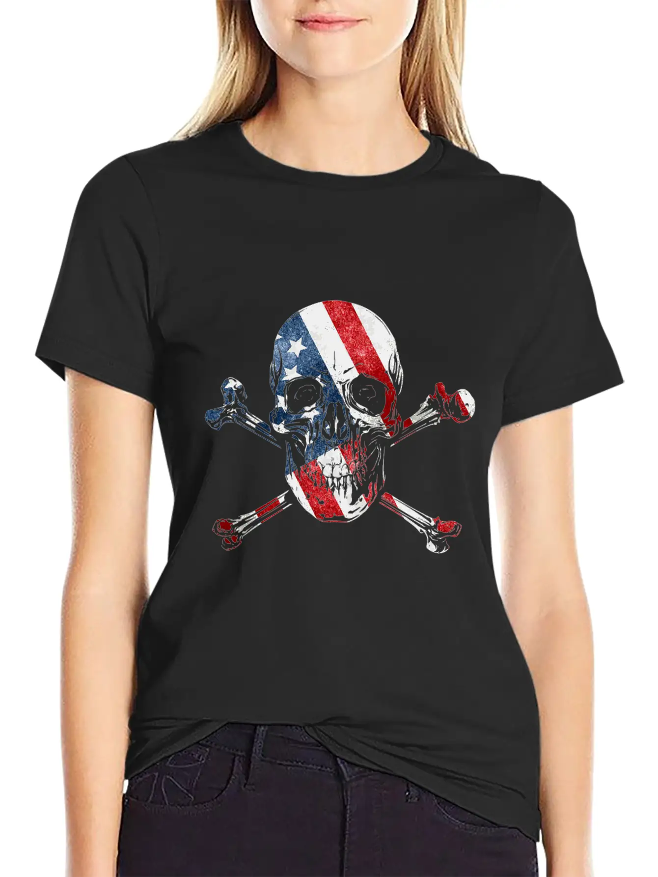 US Skull Flag Unisex Casual T-Shirt – Clean Design For Daily Comfort