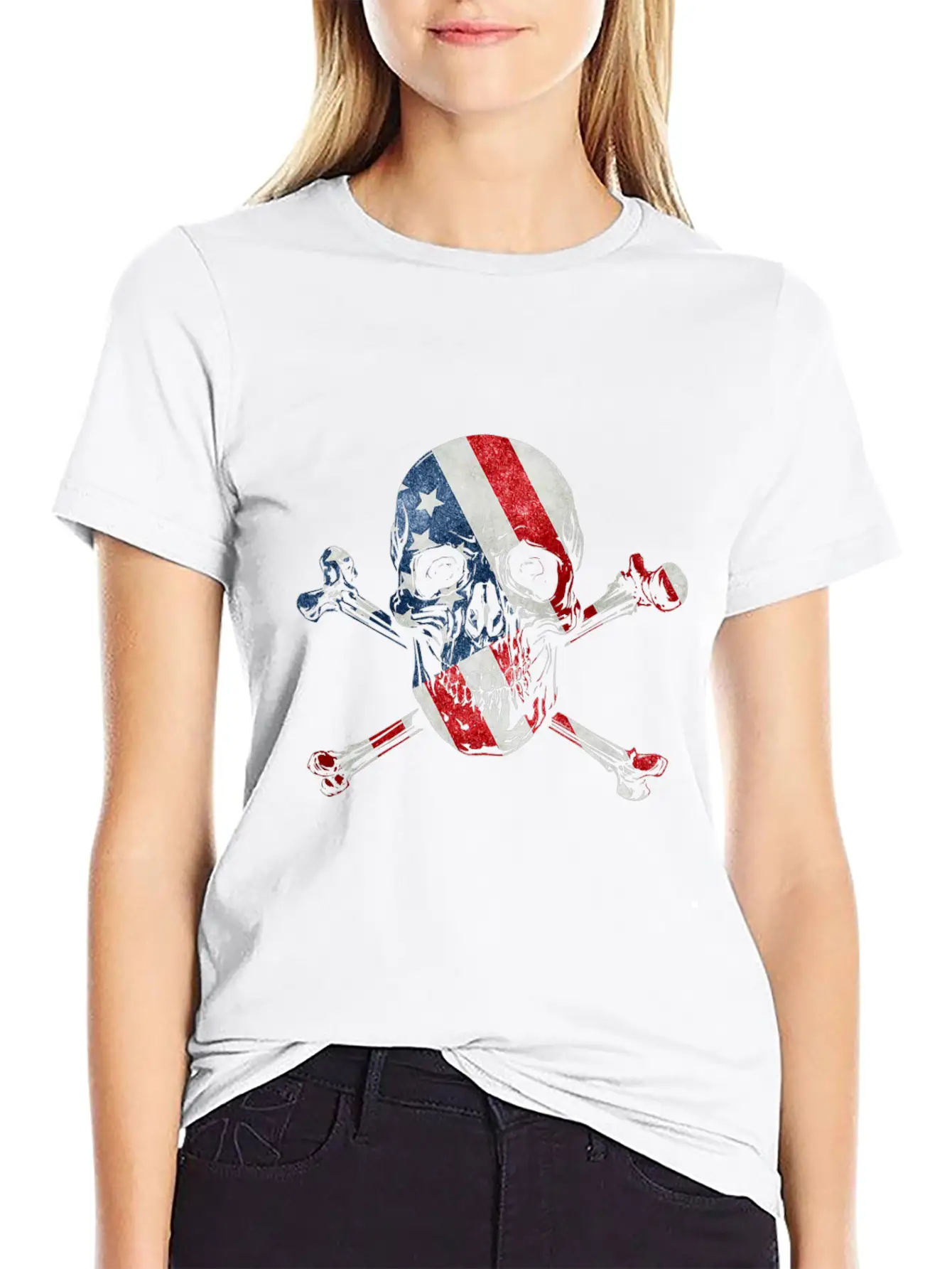 US Skull Flag Unisex Casual T-Shirt – Clean Design For Daily Comfort
