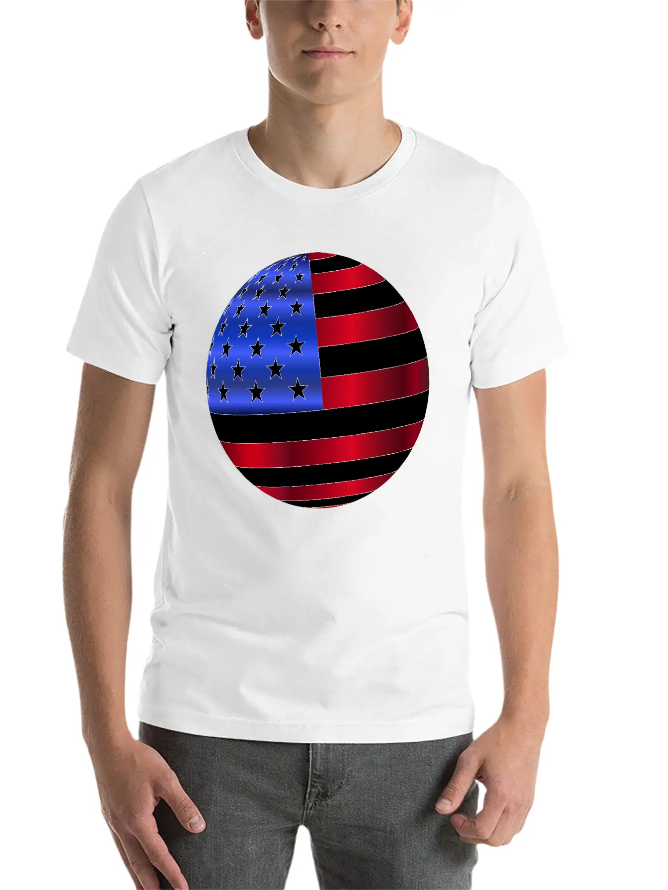USA America Flag Symbol Ball Circle Modern Fit Casual T-Shirt – Clean And Versatile Design