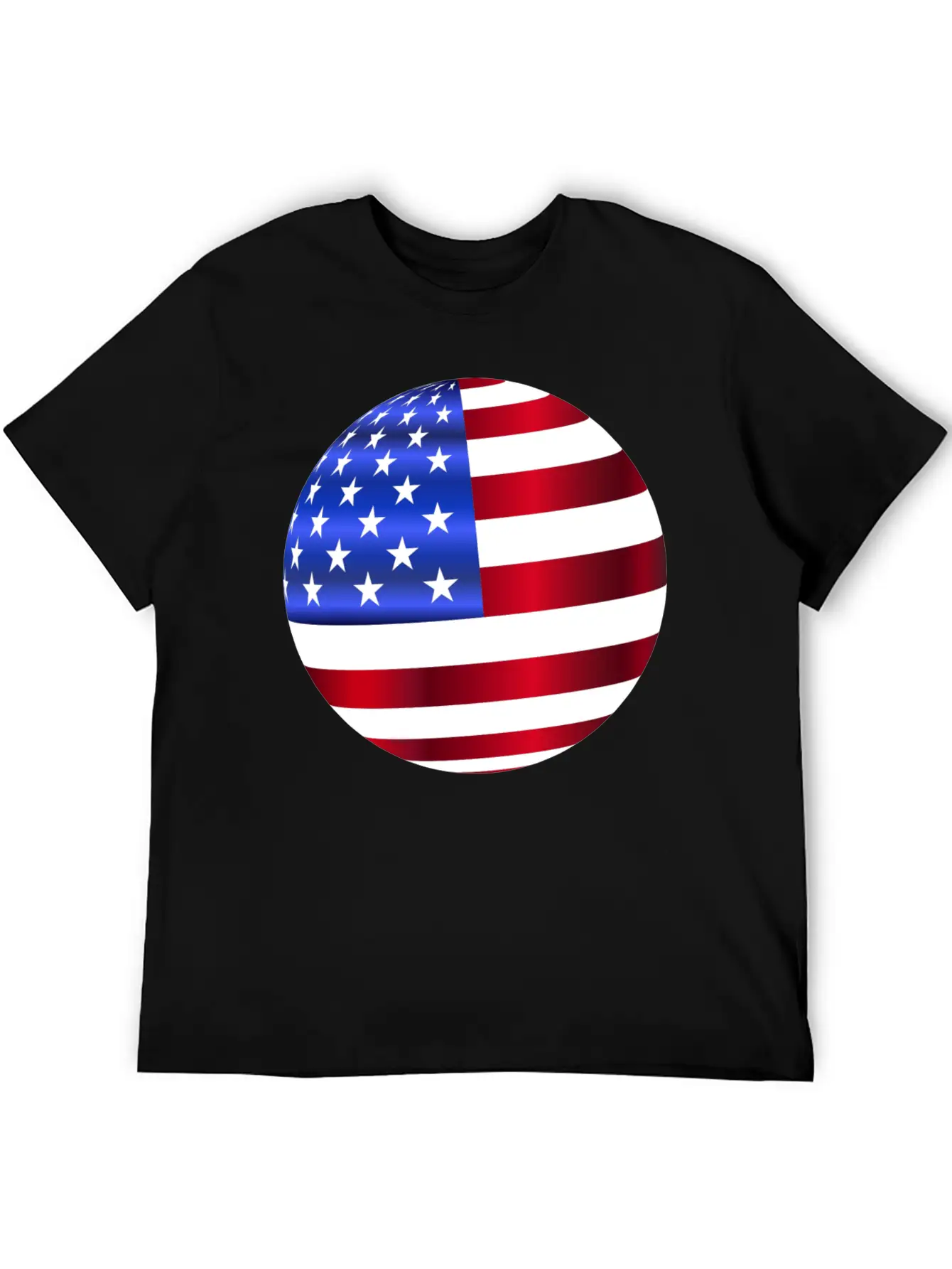 USA America Flag Symbol Ball Circle Modern Fit Casual T-Shirt – Clean And Versatile Design