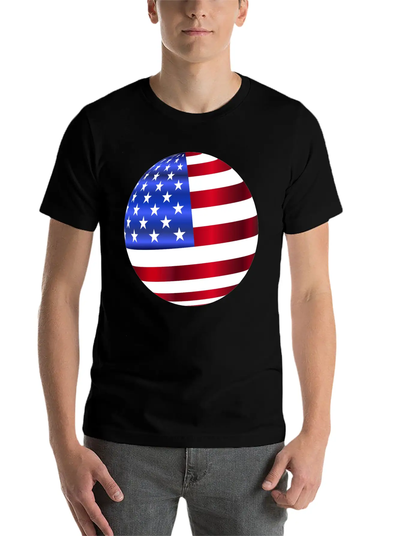 USA America Flag Symbol Ball Circle Modern Fit Casual T-Shirt – Clean And Versatile Design