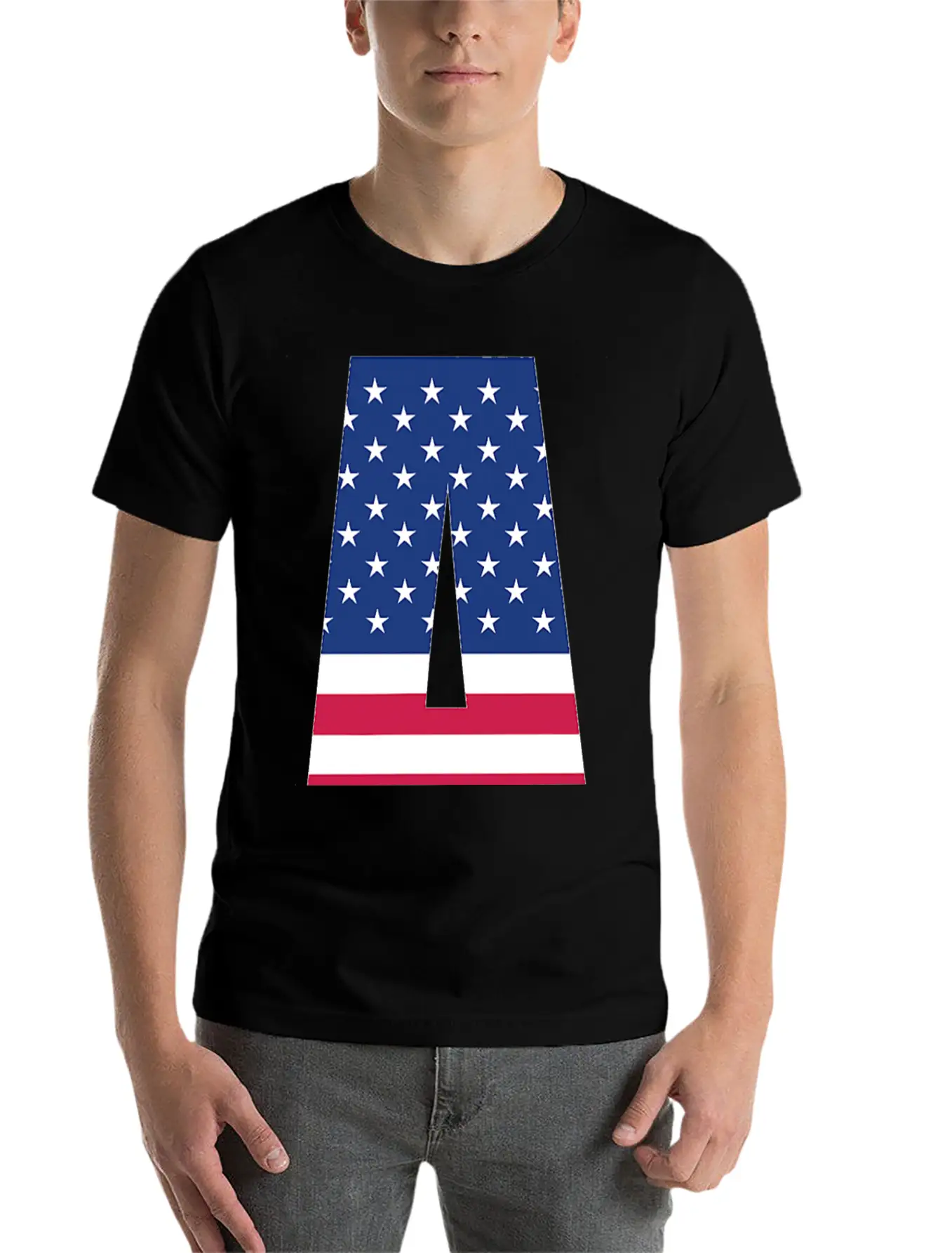 USA Flag Letter A 4th July Stars Stripes Patriotic Modern Fit Casual T-Shirt ��� Clean And Versatile Design