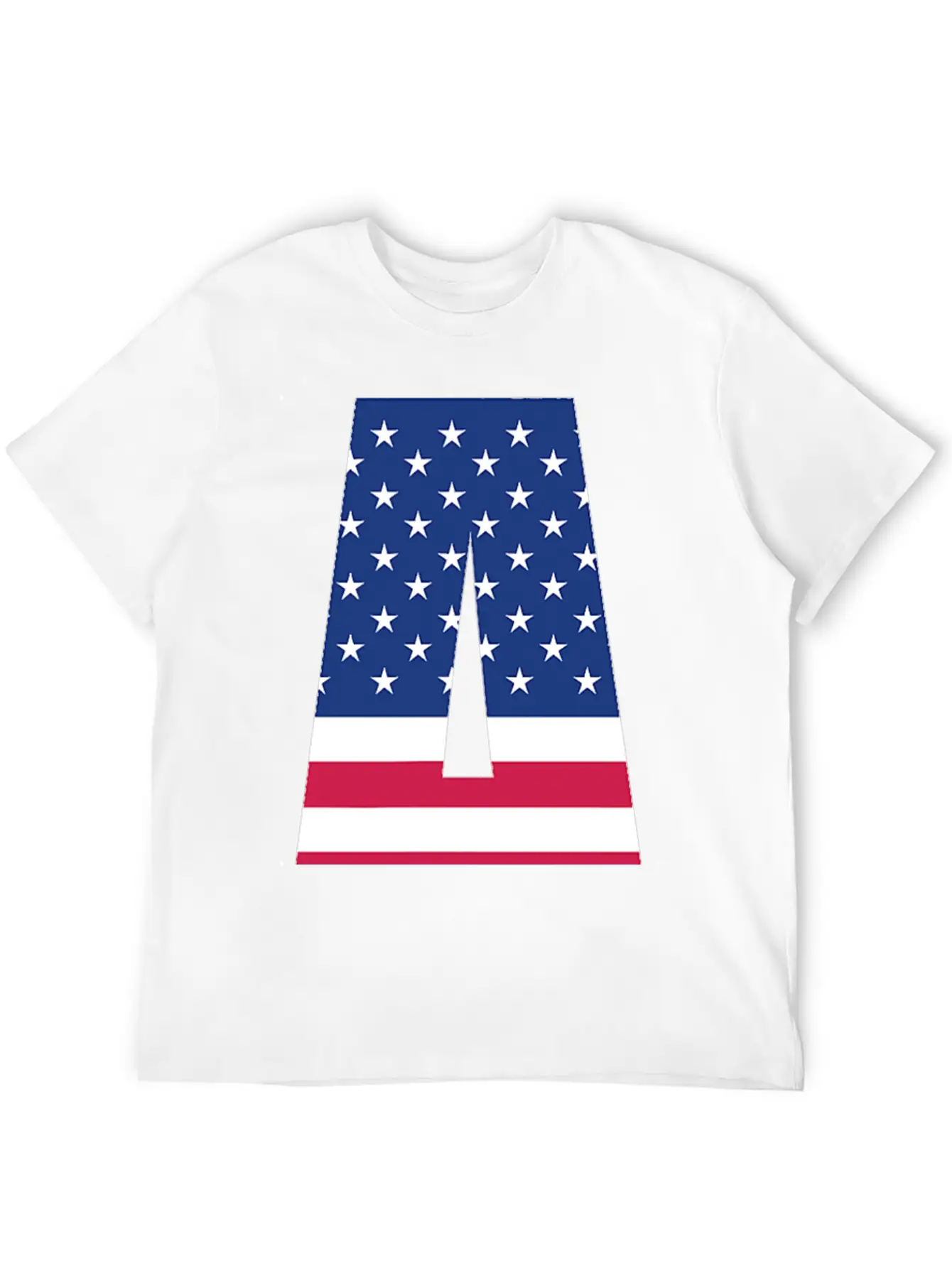 USA Flag Letter A 4th July Stars Stripes Patriotic Modern Fit Casual T-Shirt ��� Clean And Versatile Design