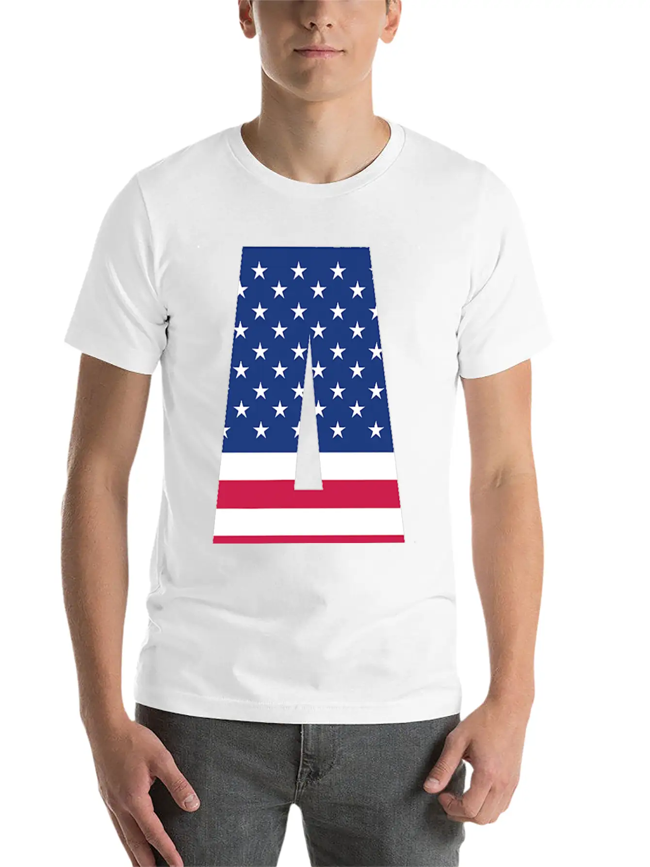 USA Flag Letter A 4th July Stars Stripes Patriotic Modern Fit Casual T-Shirt ��� Clean And Versatile Design