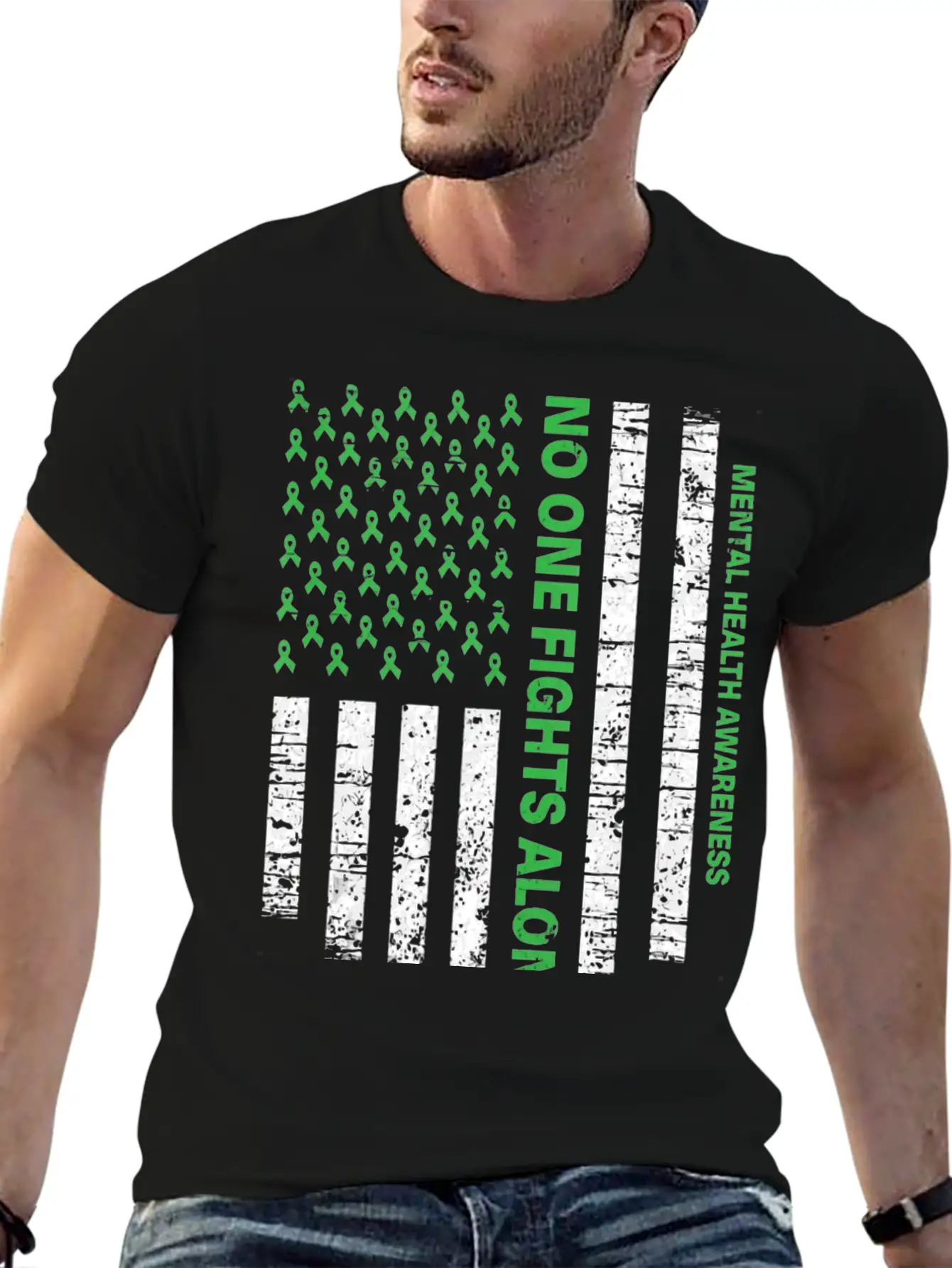 Usa Flag Mental Health Awareness Classic Fit Graphic Tee For Daily Comfort – Unisex Cotton Shirt