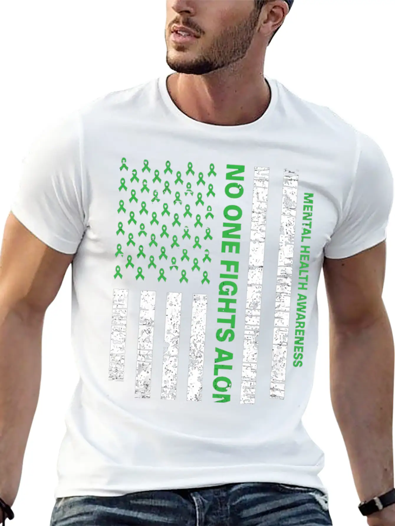 Usa Flag Mental Health Awareness Classic Fit Graphic Tee For Daily Comfort – Unisex Cotton Shirt