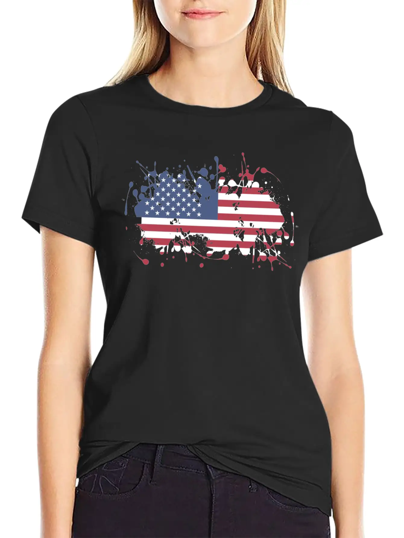 USA Splatter Flag Classic Fit Graphic Tee For Daily Comfort – Unisex Cotton Shirt