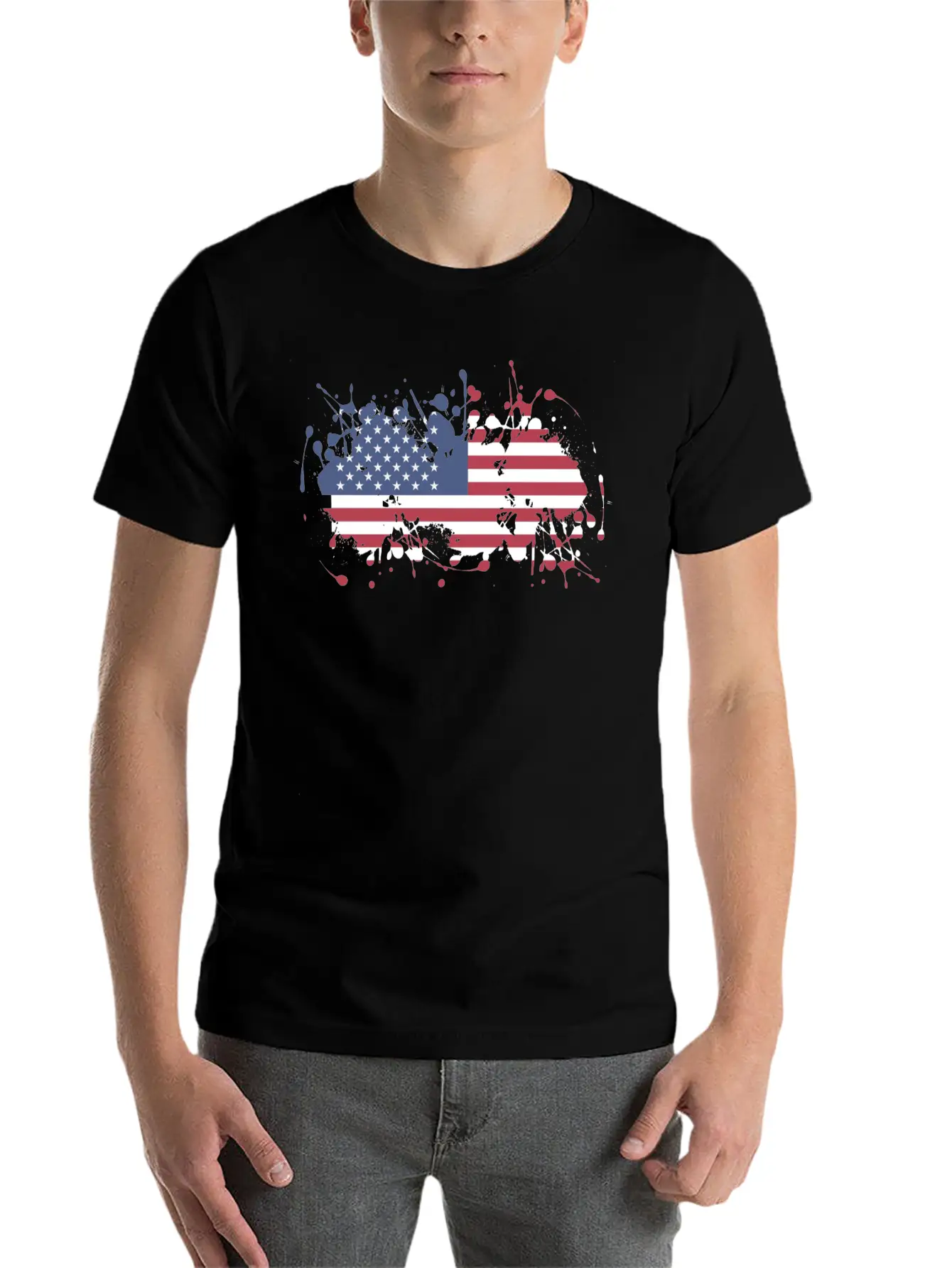 USA Splatter Flag Classic Fit Graphic Tee For Daily Comfort – Unisex Cotton Shirt