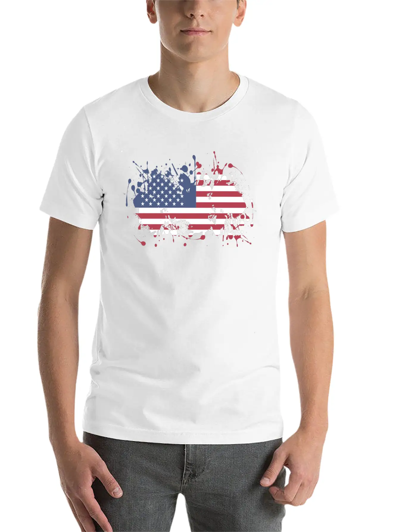 USA Splatter Flag Classic Fit Graphic Tee For Daily Comfort – Unisex Cotton Shirt