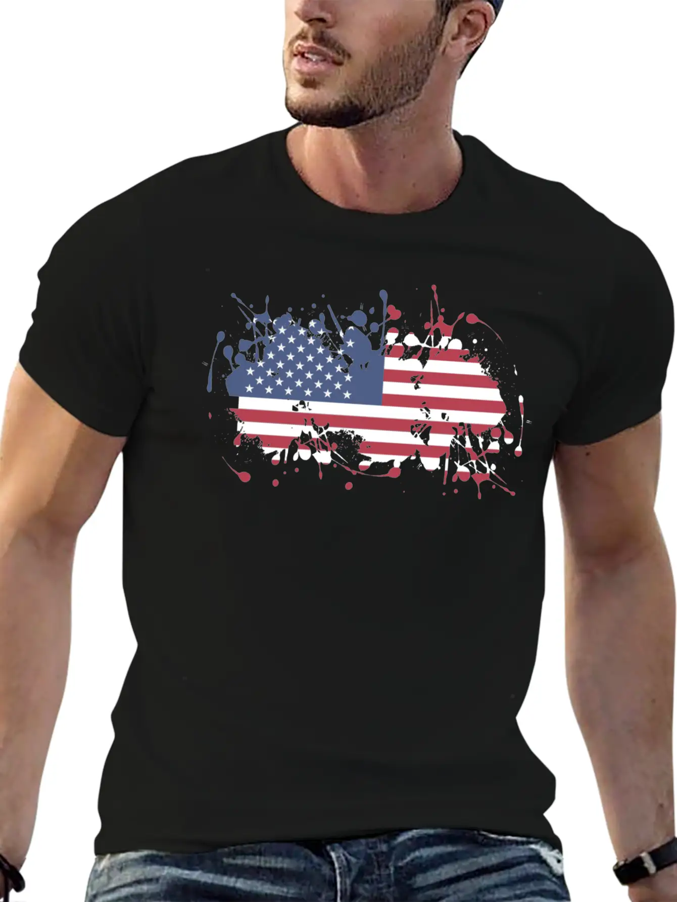 USA Splatter Flag Classic Fit Graphic Tee For Daily Comfort – Unisex Cotton Shirt