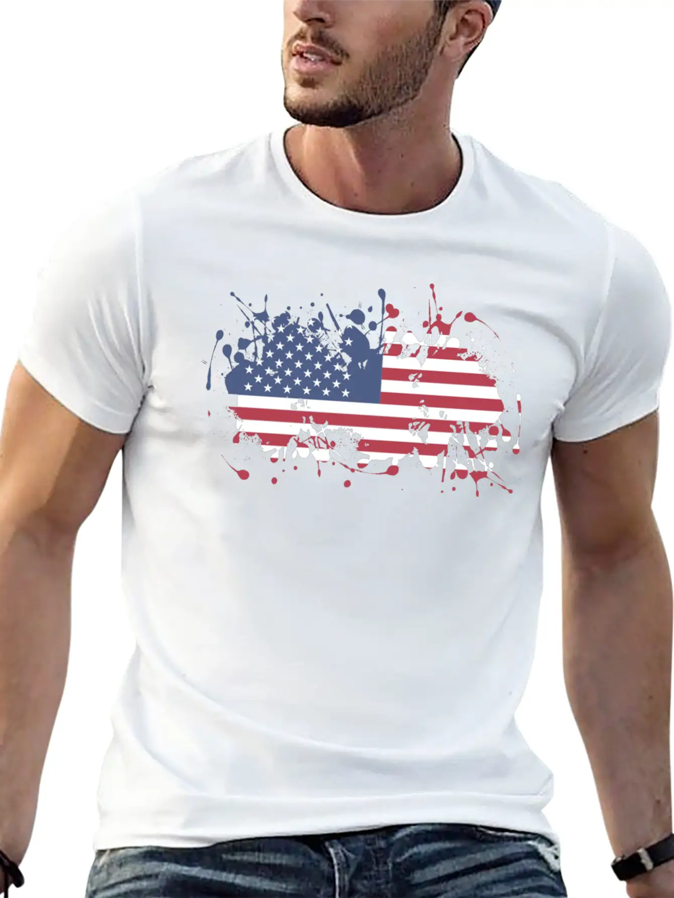 USA Splatter Flag Classic Fit Graphic Tee For Daily Comfort – Unisex Cotton Shirt