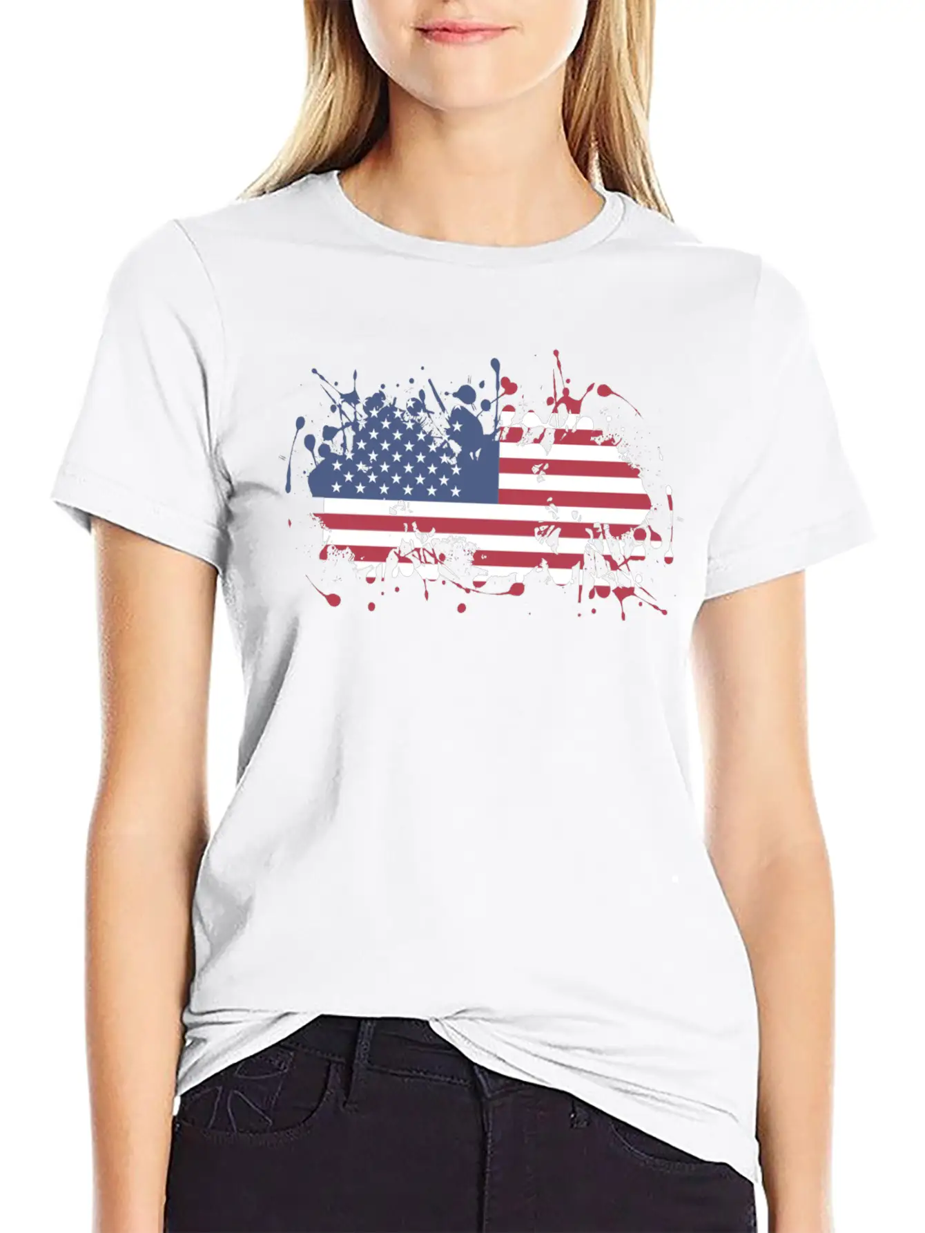 USA Splatter Flag Classic Fit Graphic Tee For Daily Comfort – Unisex Cotton Shirt