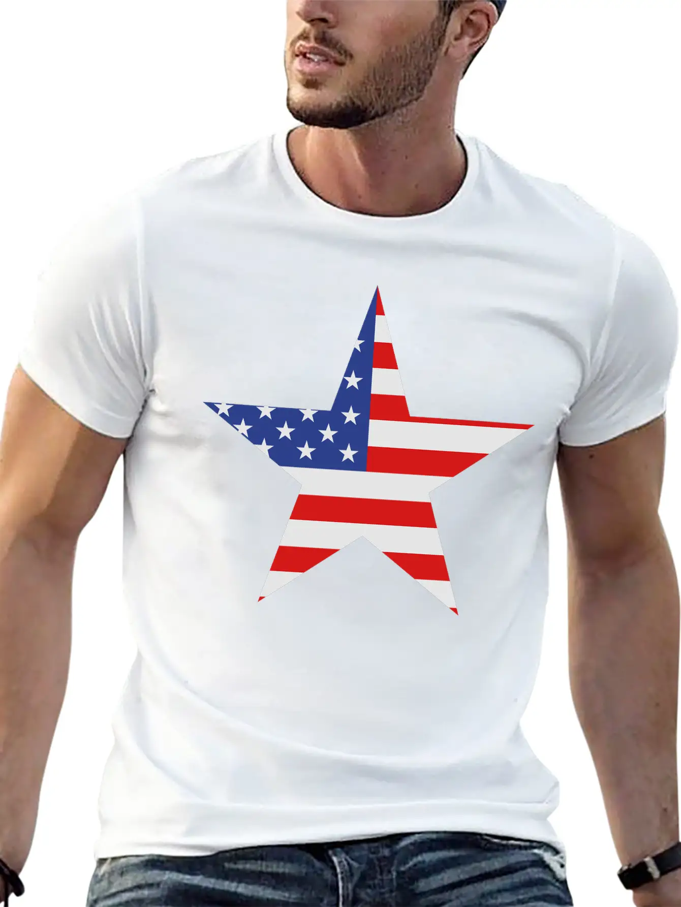 USA Star Modern Fit Casual T-Shirt ��� Clean And Versatile Design