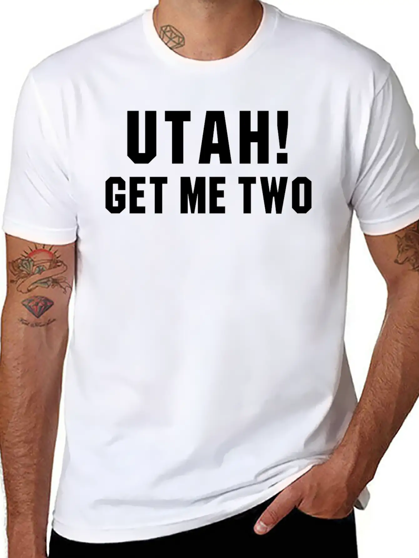 UTAH GET ME TWO POINT BREAK Quote Basic Graphic T-Shirt – Daily Comfort In Soft Cotton