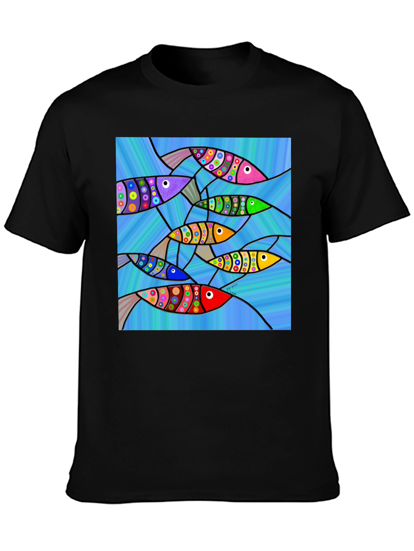 Abstract Fish Art Graphic T-Shirt