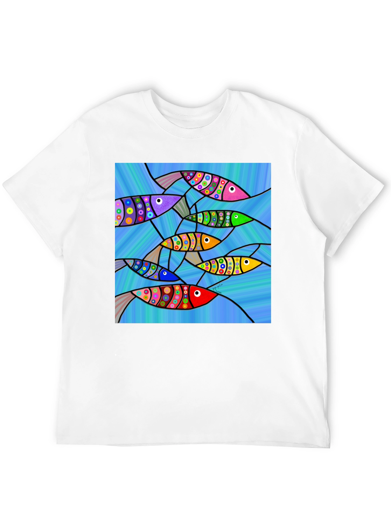 Abstract Fish Art Graphic T-Shirt