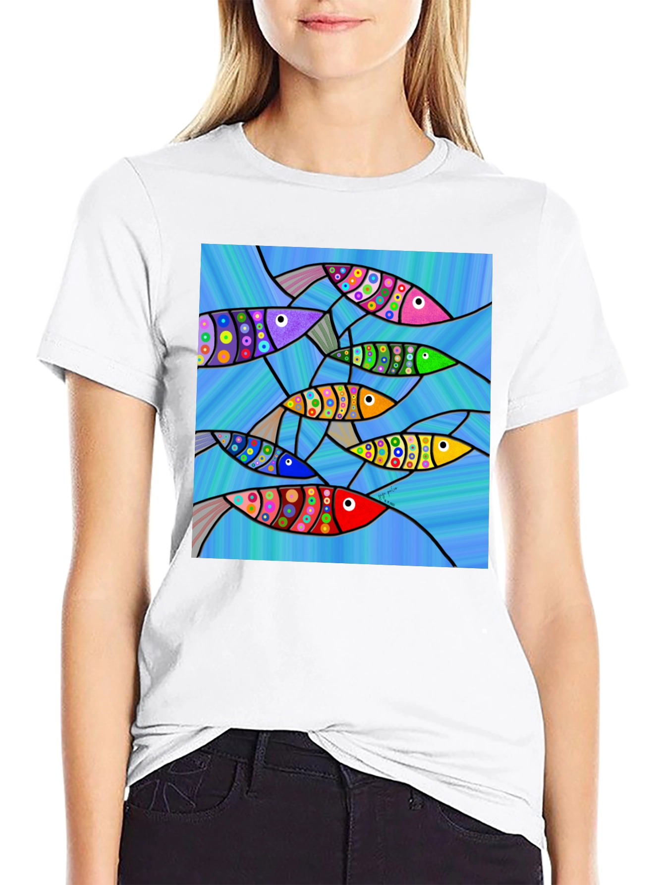 Abstract Fish Art Graphic T-Shirt