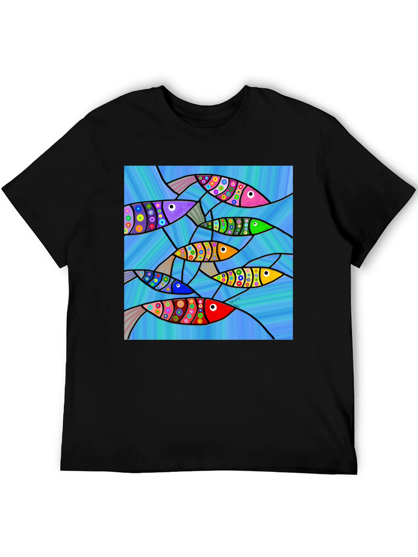 Abstract Fish Art Graphic T-Shirt