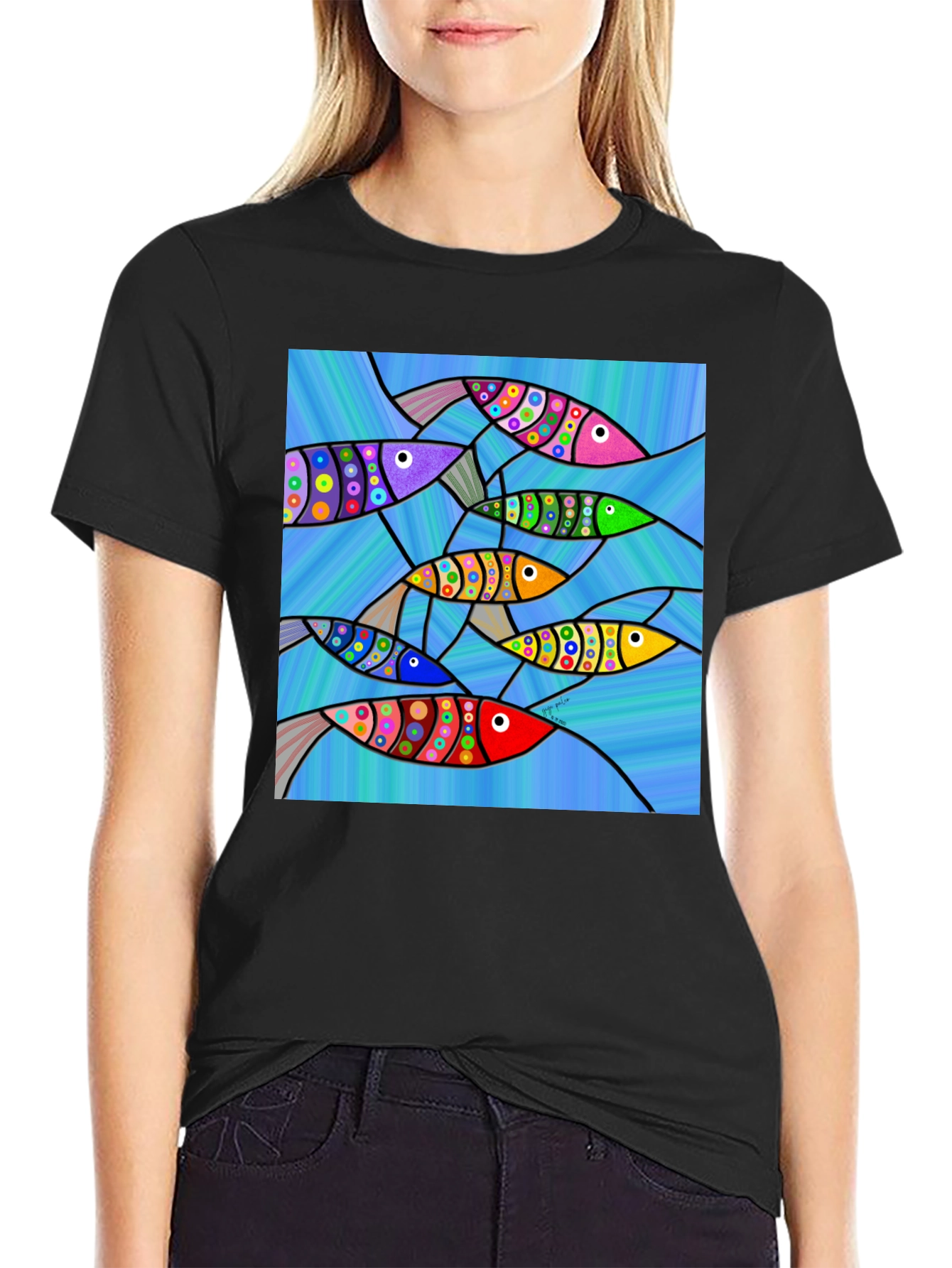 Abstract Fish Art Graphic T-Shirt