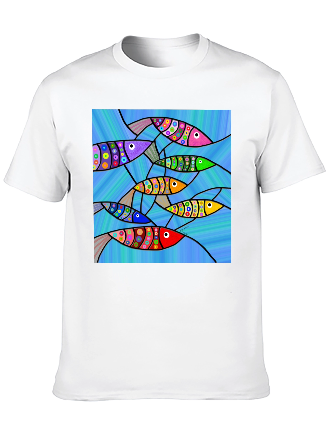 Abstract Fish Art Graphic T-Shirt
