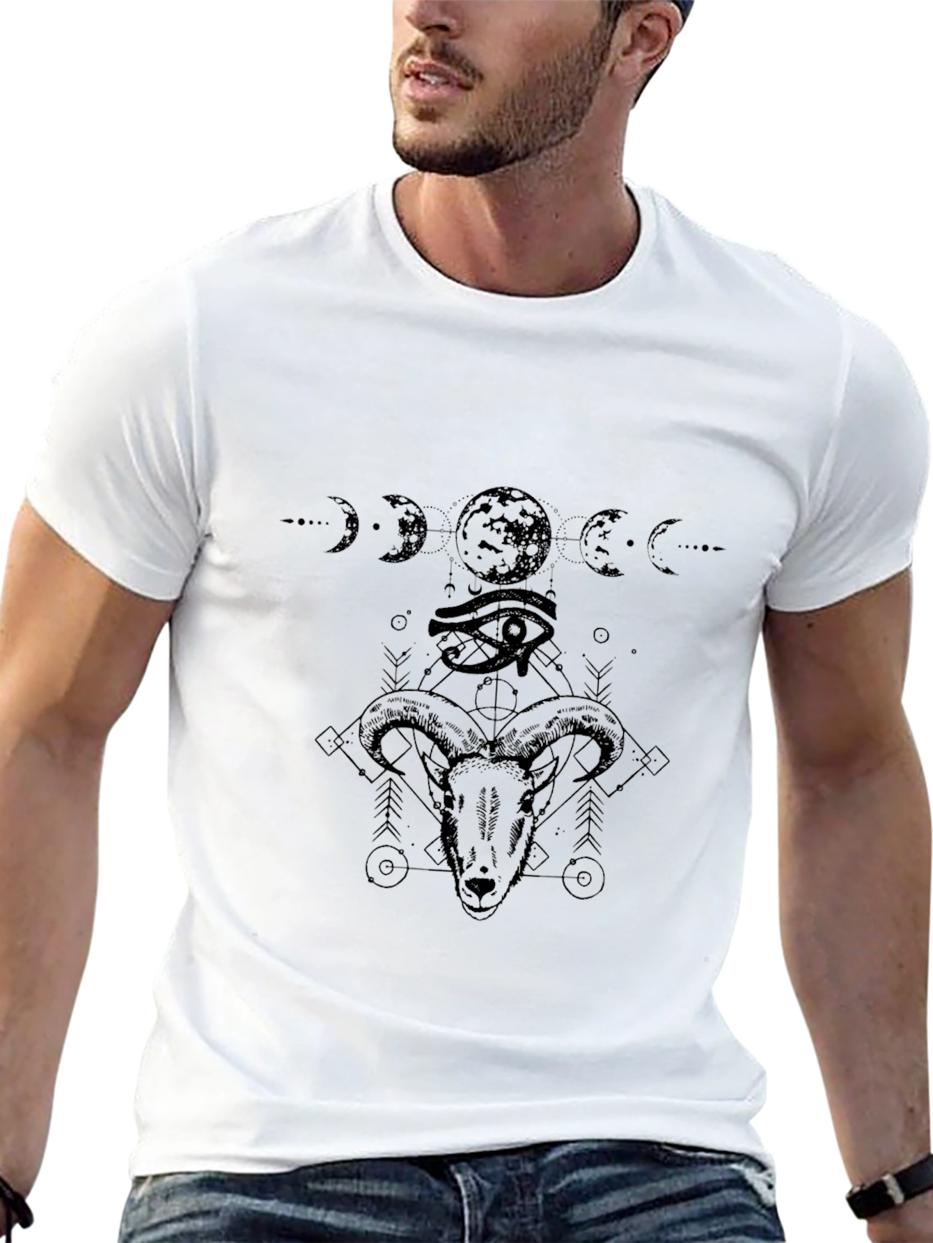 Mystic Ram Graphic Tee - Occult Style