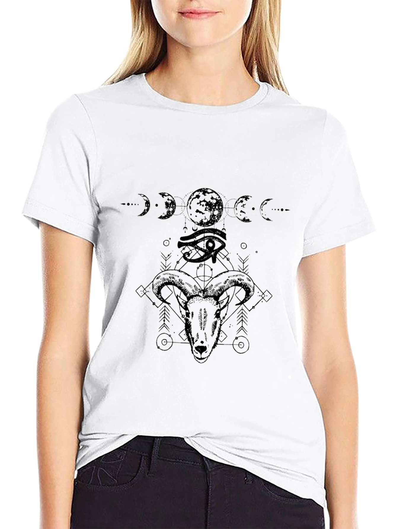 Mystic Ram Graphic Tee - Occult Style