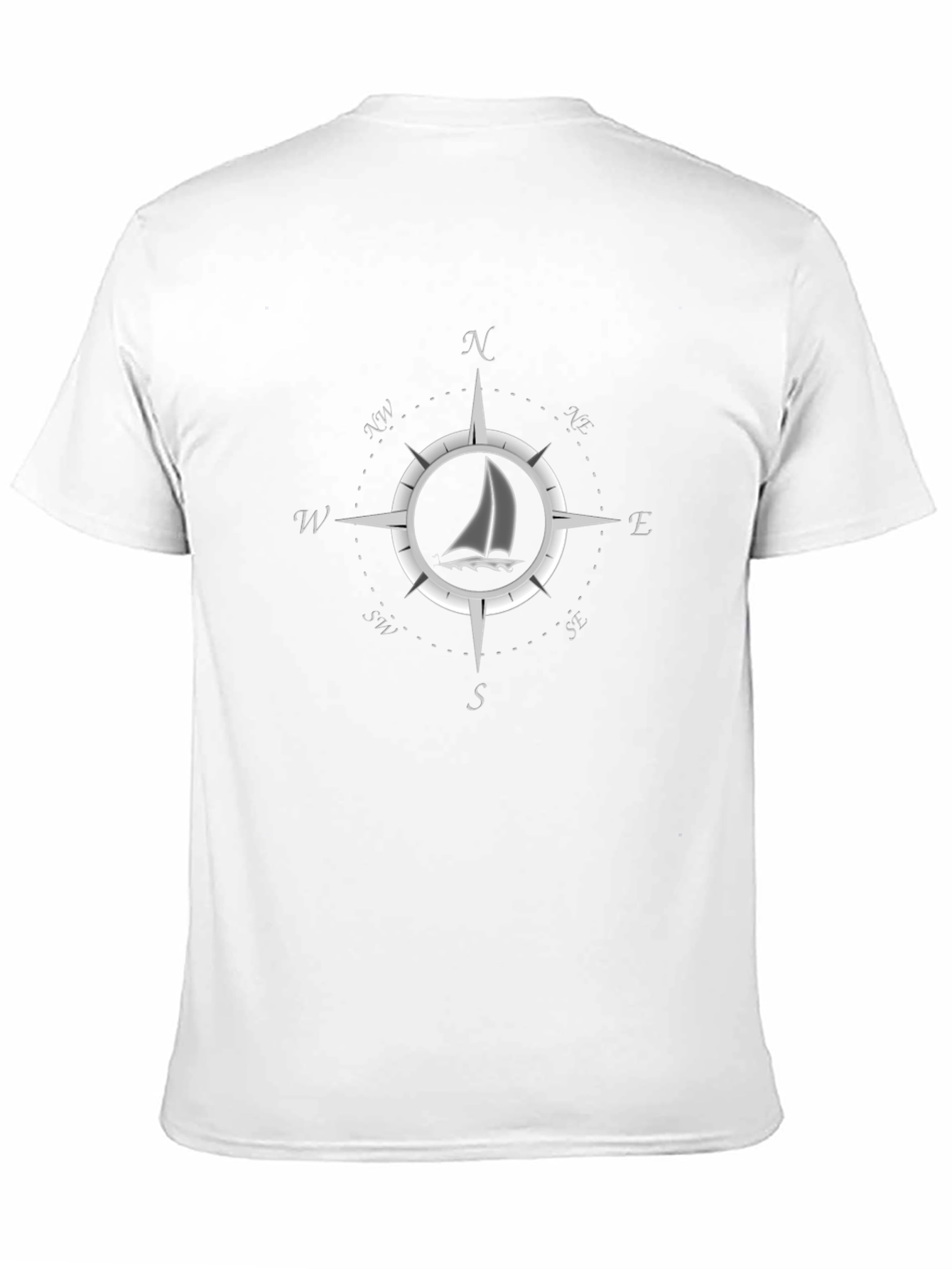 Nautical Compass Rose Sailboat Graphic Tee - Black