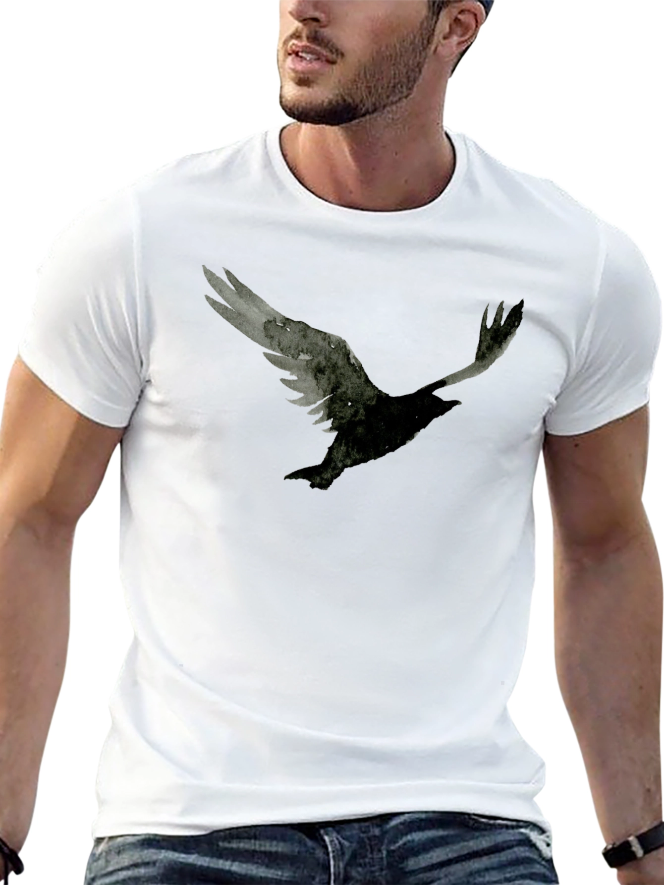Raven Print Black T-Shirt