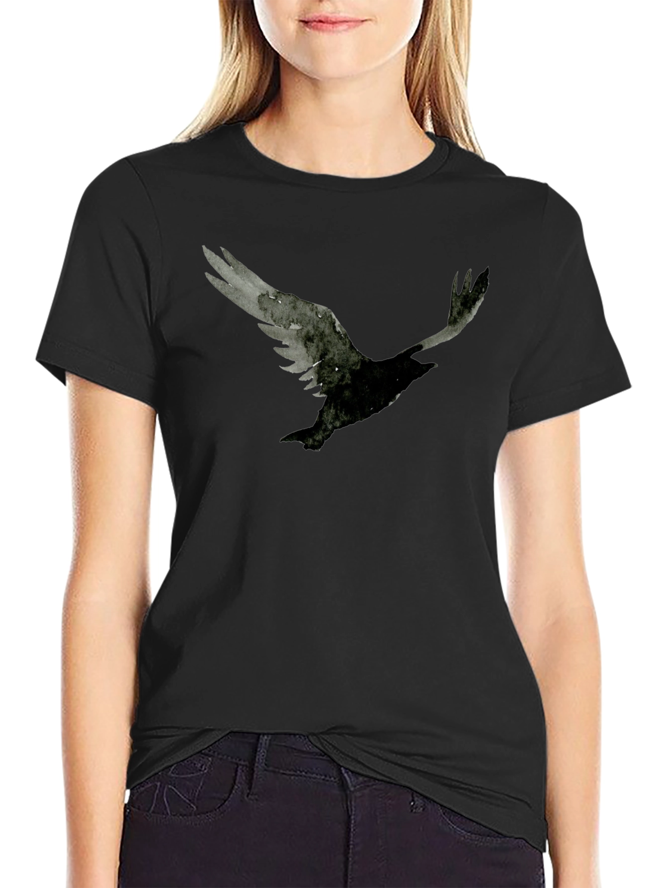 Raven Print Black T-Shirt