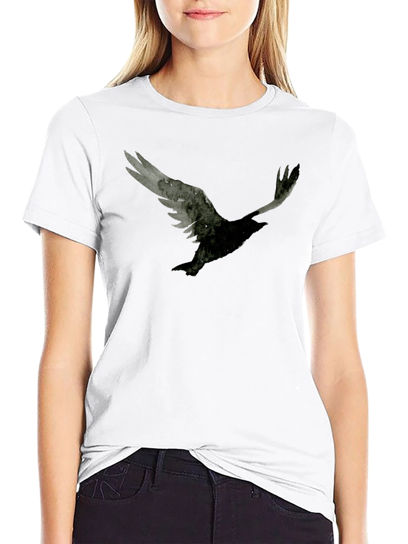 Raven Print Black T-Shirt
