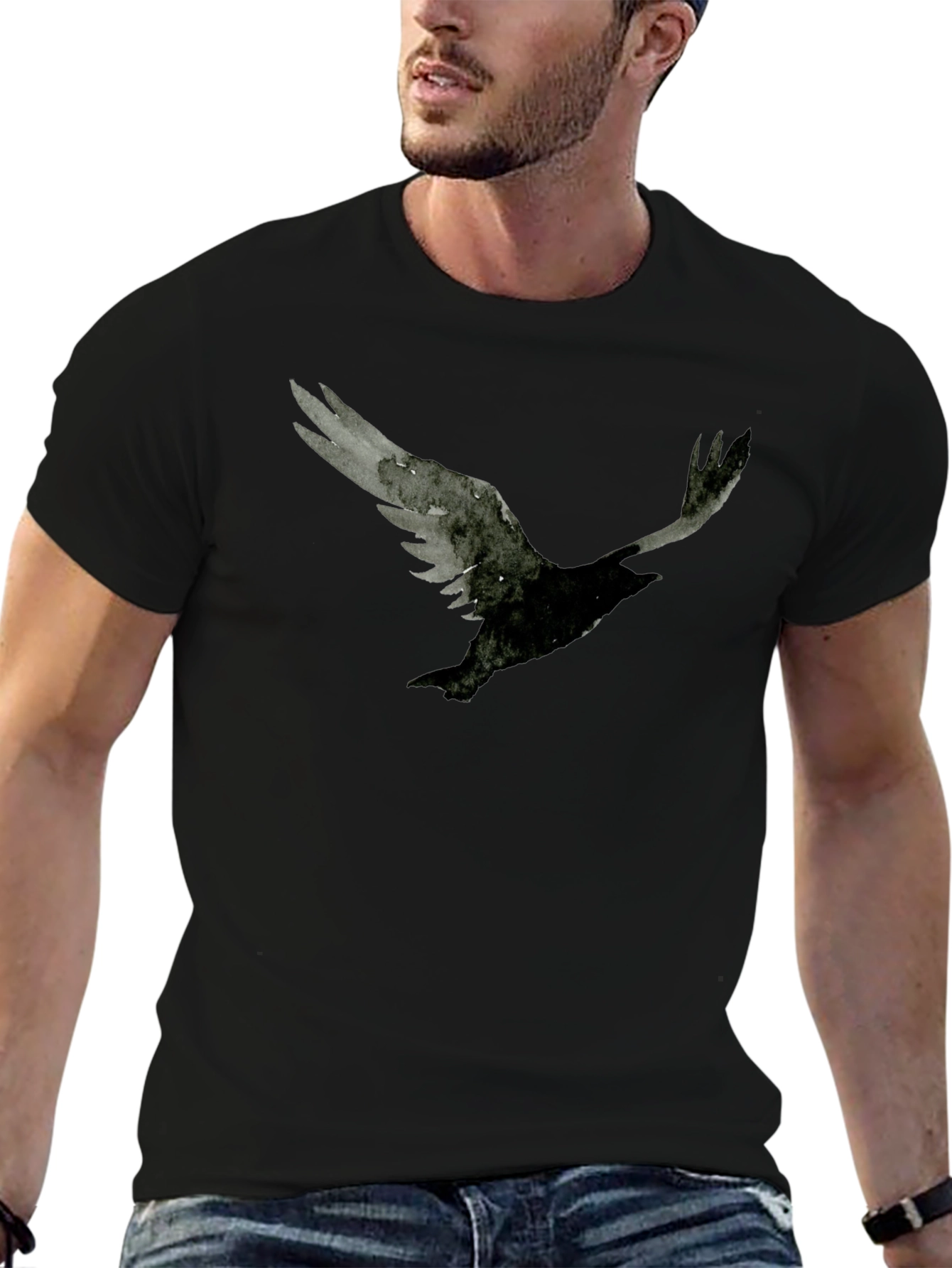 Raven Print Black T-Shirt