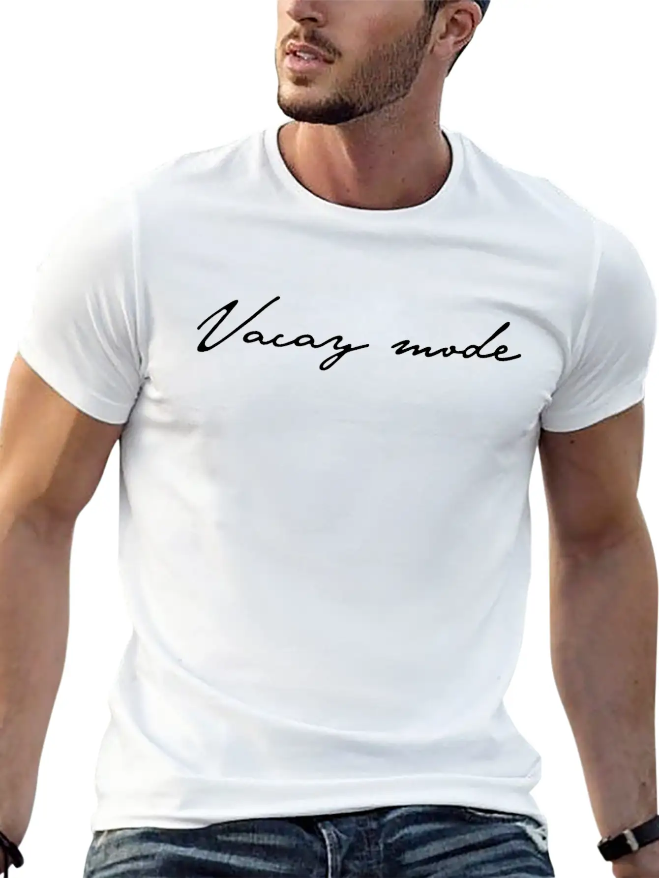 Vacay Mode Summer Calligraphy Classic Fit Graphic Tee For Daily Comfort – Unisex Cotton Shirt